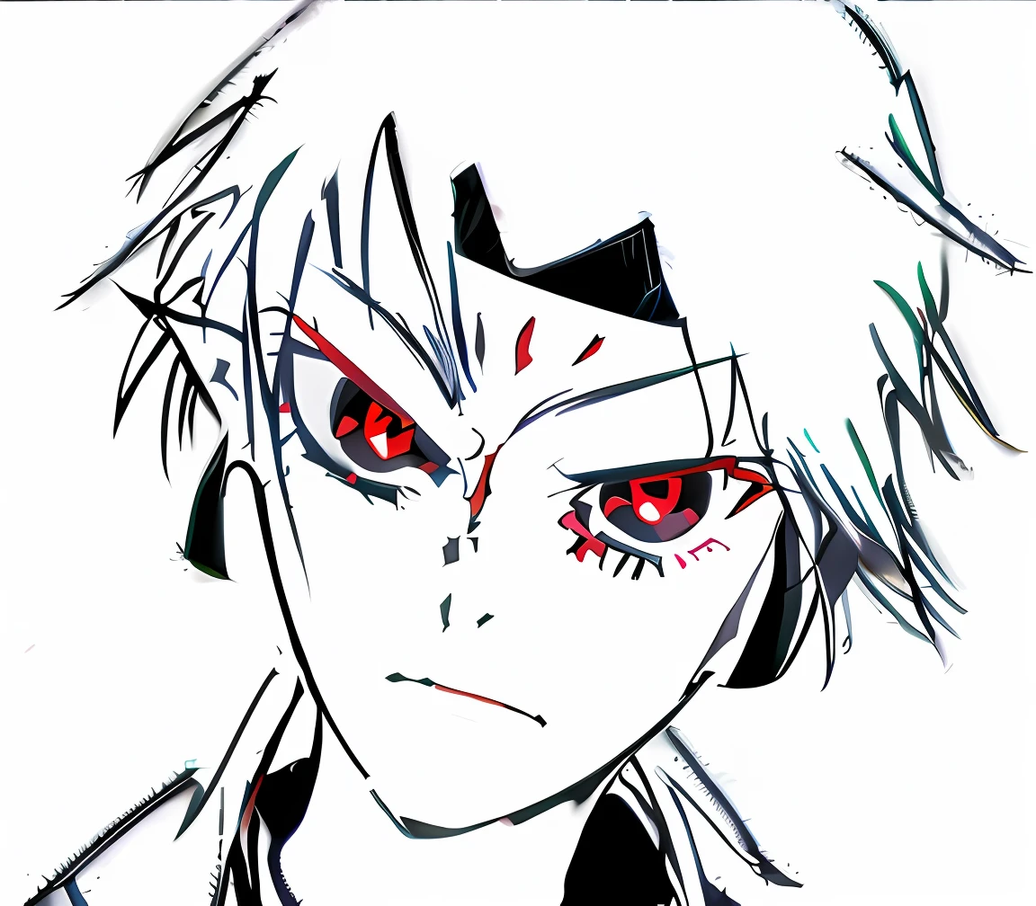 Anime drawing of a man with red eyes and a black jacket, highly detailed angry anime face, with red eyes, with glowing red eyes, with red glowing eyes, Kill Pull Kill illustration, ryuko matoi, trigger anime artstyle, Detailed anime face, 2 d anime style, ayanami, Sharp red eyes, kill la kill, red - eyed