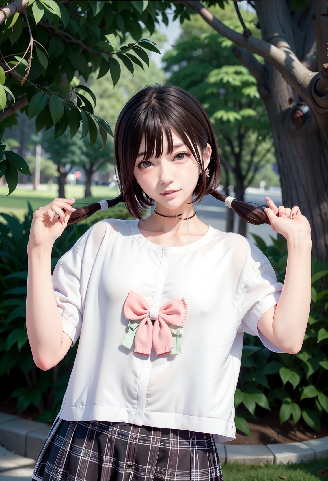 Anime girl cosplay,One wears a Japanese school uniform,Twin tail hairstyle,Young japanese girl with Shirakhime hairstyle,Real-life anime girl images of Kiyofuku and Chiho。