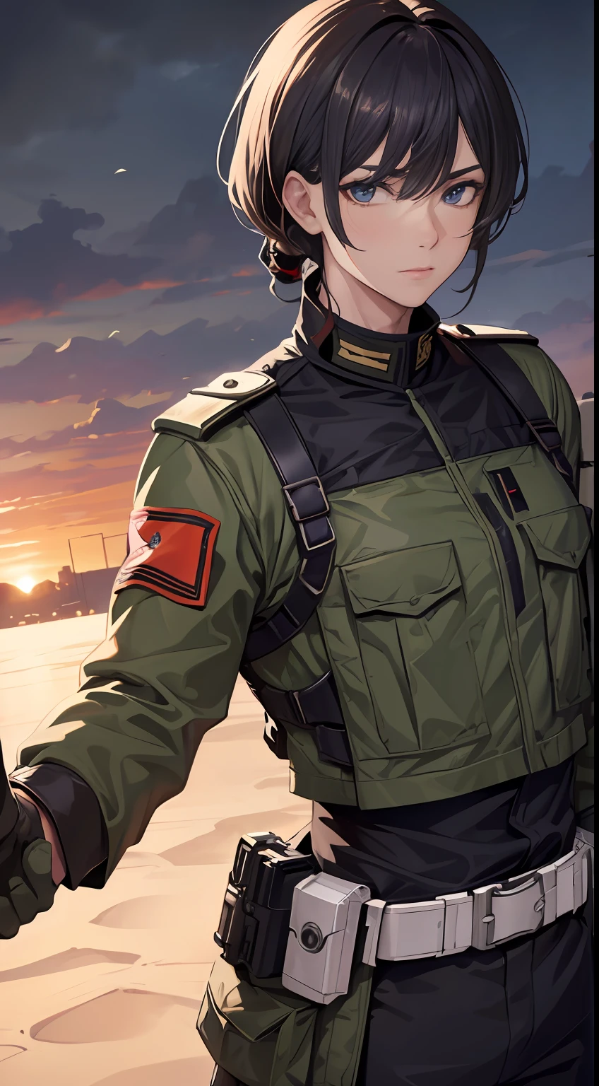 Male soldiers,Dark military uniform, Man in goggles, The facial features are tough and handsome, Delicate facial features,Exquisite military uniform, Hold a gun in both hands,Assault rifle QBZ, 8k digital painting, High-quality fanart, Detail art style,The lens gazes, The upper part of the body,stereograms, tachi-e, angle of view, Atmospheric perspective, first person perspective, 8K, Super detail, ccurate, Best quality, hyper HD, Textured skin, Super detail, High details, A high resolution, 1080p