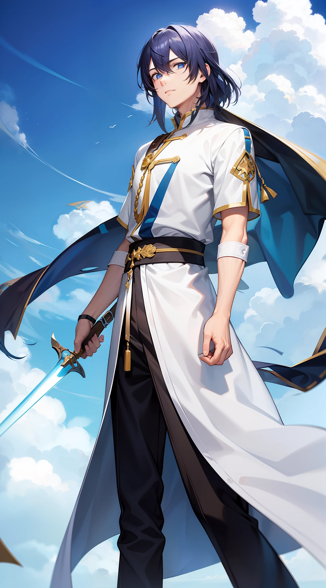 Indifferent handsome male,Starry eyes,Blue pupils