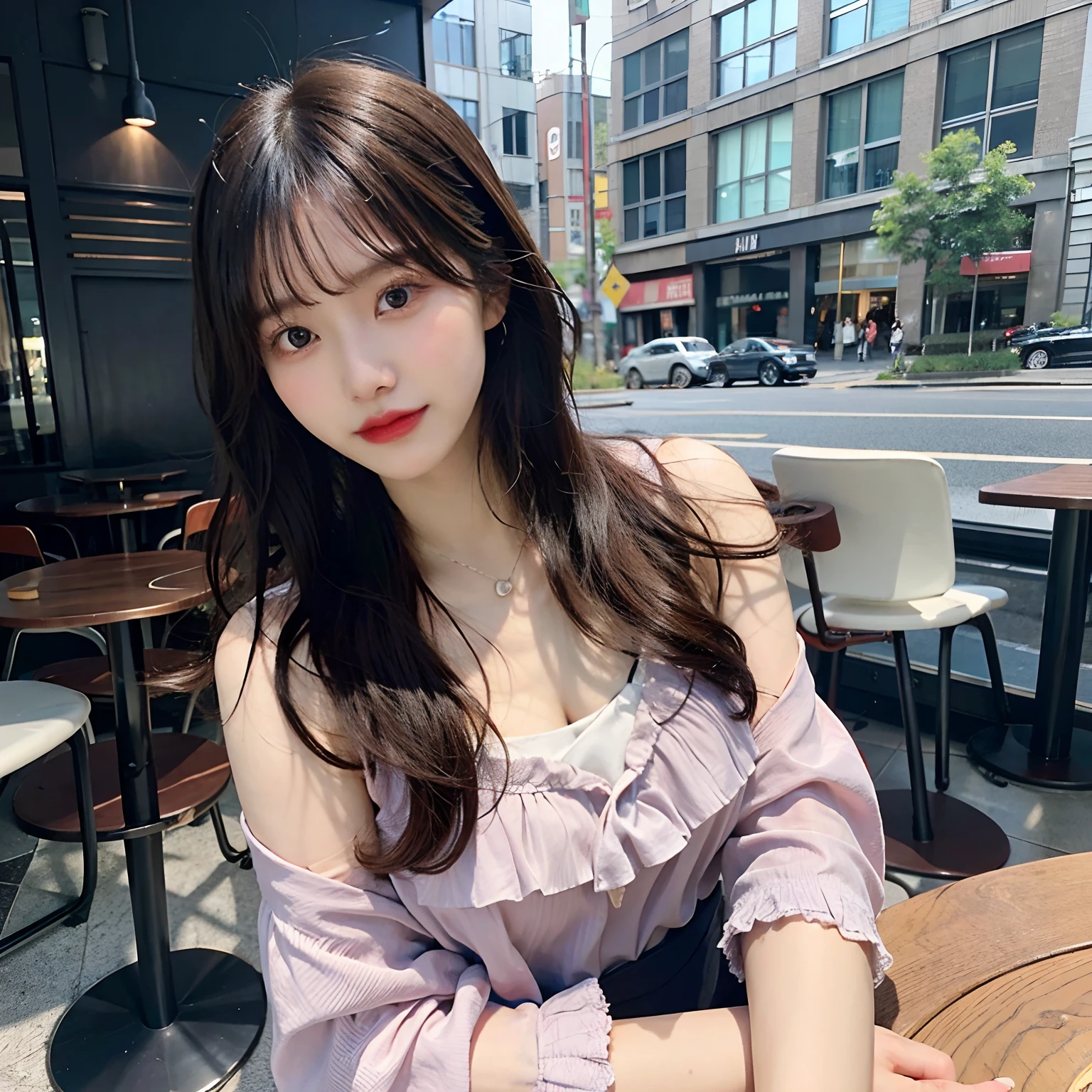 there is a woman sitting at a table with a plate of food, ulzzang, sakimichan, gorgeous young korean woman, beautiful south korean woman, beautiful young korean woman, 🤤 girl portrait, 2263539546], korean girl, handsome girl, korean women's fashion model, trending at cgstation, sakimi chan