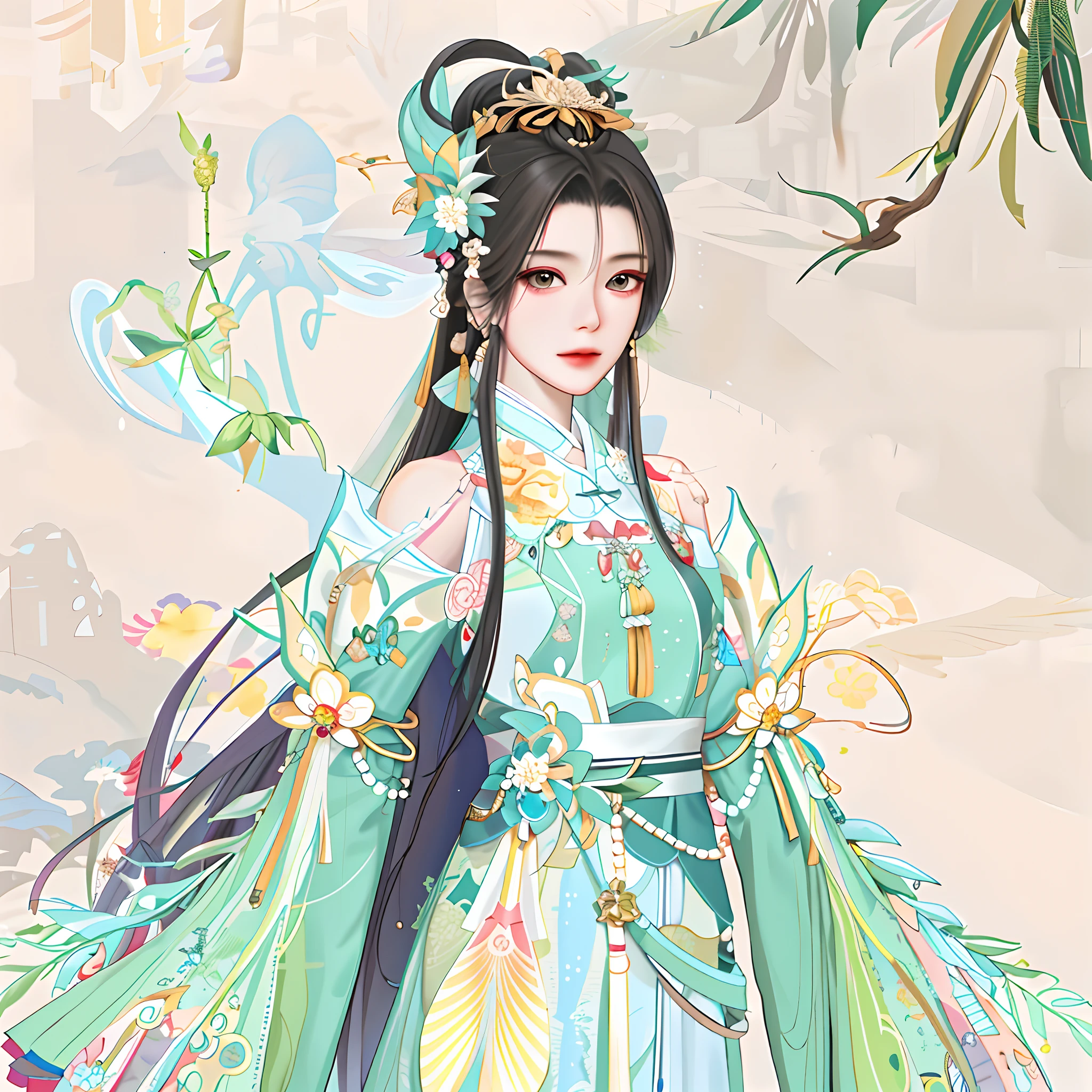 oriental girl，Works of masters，Best picture quality，Higher quality，high detal， 超高分辨率， 8K分辨率， depth of fields， cinematic photogtaphy， intricately details， carefully， meticuloso， glorious， max detail， extreme beautiful， （（（1girll， 独奏）））， 18yr old， long whitr hair， brunette color hair， white skinned， A picture， tmasterpiece， （Best picture quality）， Higher quality， high detal， 超高分辨率， in a panoramic view， Exquisite facial features， s the perfect face