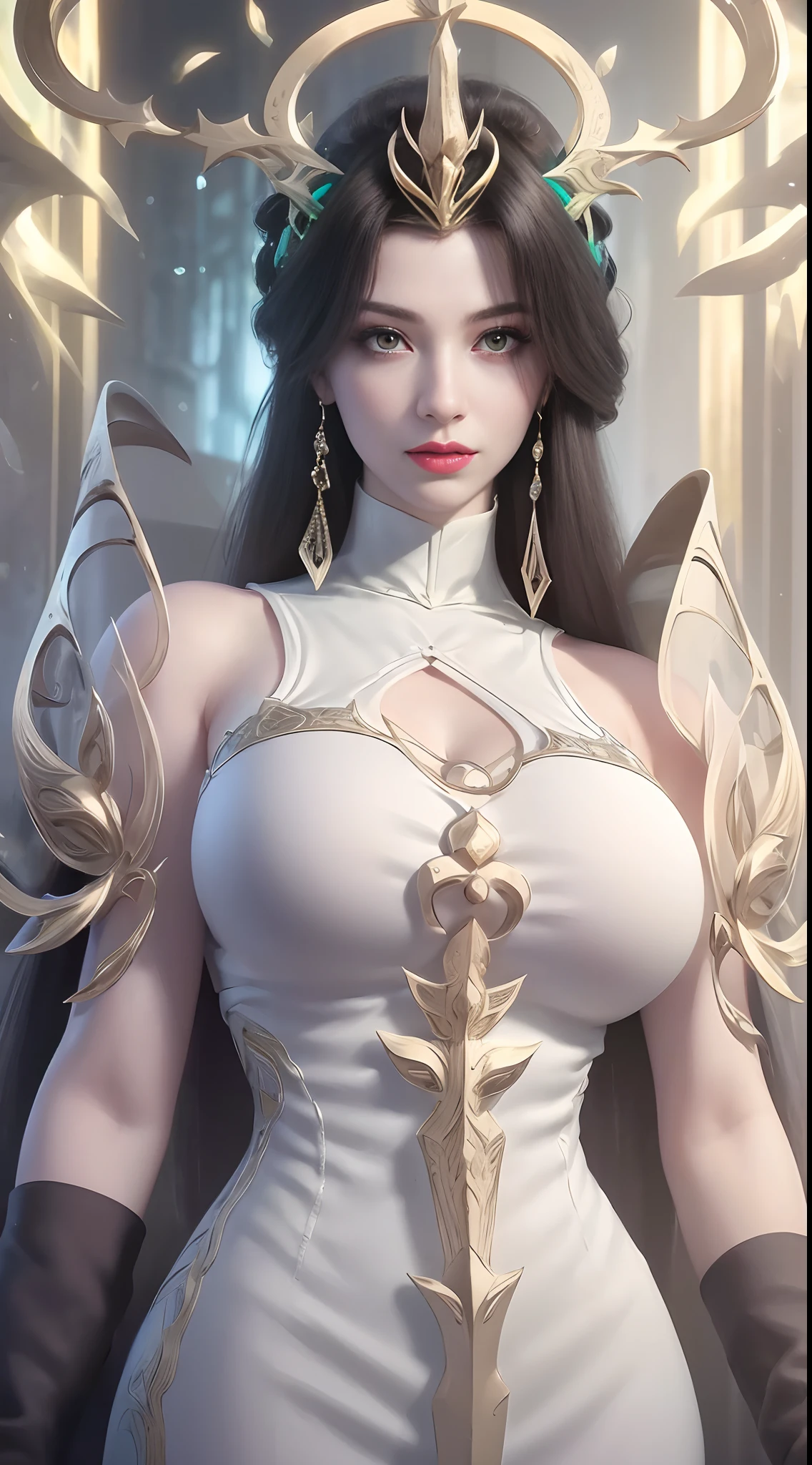 ultra realistic 8k cg, flawless, clean, masterpiece, professional artwork, famous artwork, cinematic lighting, cinematic bloom, perfect face, beautiful face, fantasy, dreamlike, unreal engine 5, science fiction, lace, lace trim, lace-trimmed legwear, luxury, jewelry, diamond, gold, pearl, gem, sapphire, ruby, emerald, intricate detail, delicate pattern, charming, alluring, seductive, erotic, enchanting, hair ornament, necklace, earrings, bracelet, armlet,autumn.
((,1girl, pov,best quality,)) ,((((,1girl, solo, huge fake breasts:1.5, goddess dress, half body, looking at viewer, standing))))