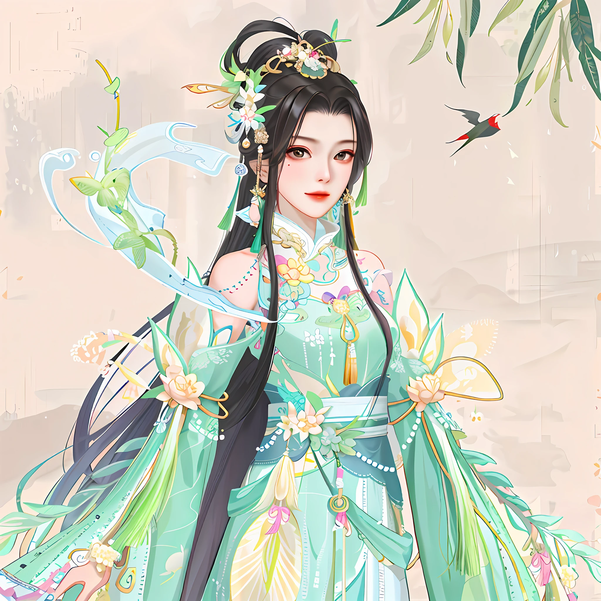 oriental girl,Works of masters,Best picture quality,Higher quality,high detal, 超高分辨率, 8K分辨率, depth of fields, cinematic photogtaphy, intricately details, carefully, meticuloso, glorious, max detail, extreme beautiful, (((1girll, 独奏))), 18yr old, long whitr hair, brunette color hair, white skinned, A picture, tmasterpiece, (Best picture quality), Higher quality, high detal, 超高分辨率, in a panoramic view, Exquisite facial features, s the perfect face