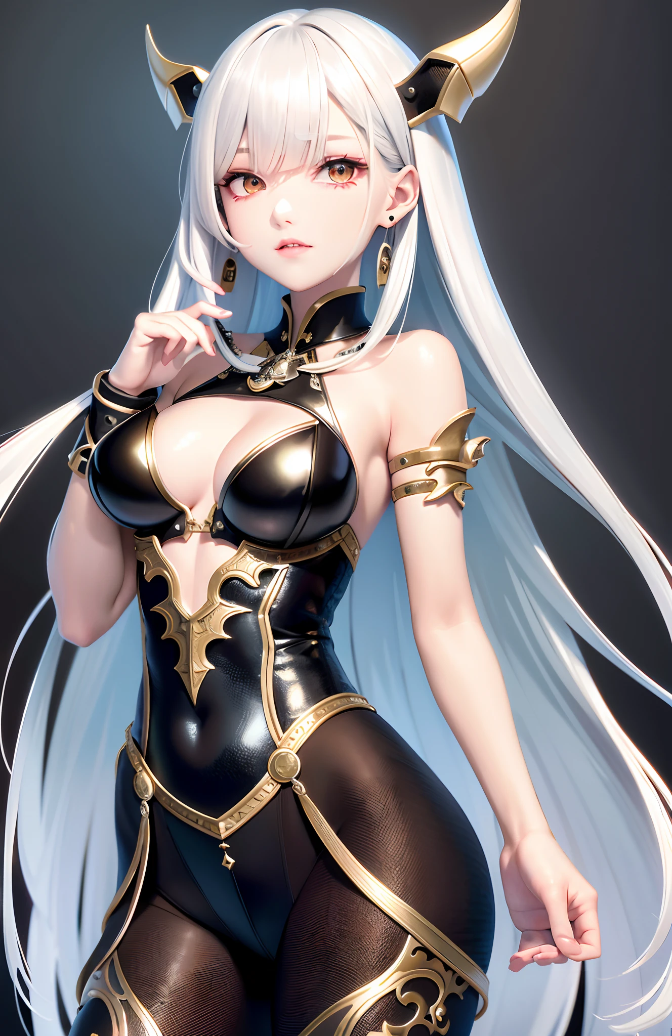 optimum,tmasterpiece,A high resolution,best qualtiy,hyper HD,super detailing,Award-Awarded,16k,独奏,(The upper part of the body),anatomy correct,Beautiful steampunk girl,Lady Knight,cute face,high light,Gradient Beige Hair,Hairline,((Scarlet eyes)),Close one eye,long eyelasher,Hanging eye corners,White skin of the,(small boobs),(Slim body),((Metal cuirass uniform)),((Metal arm armor)),(),ear studs,(neck rings),(Metal Material Apparel:1.2)