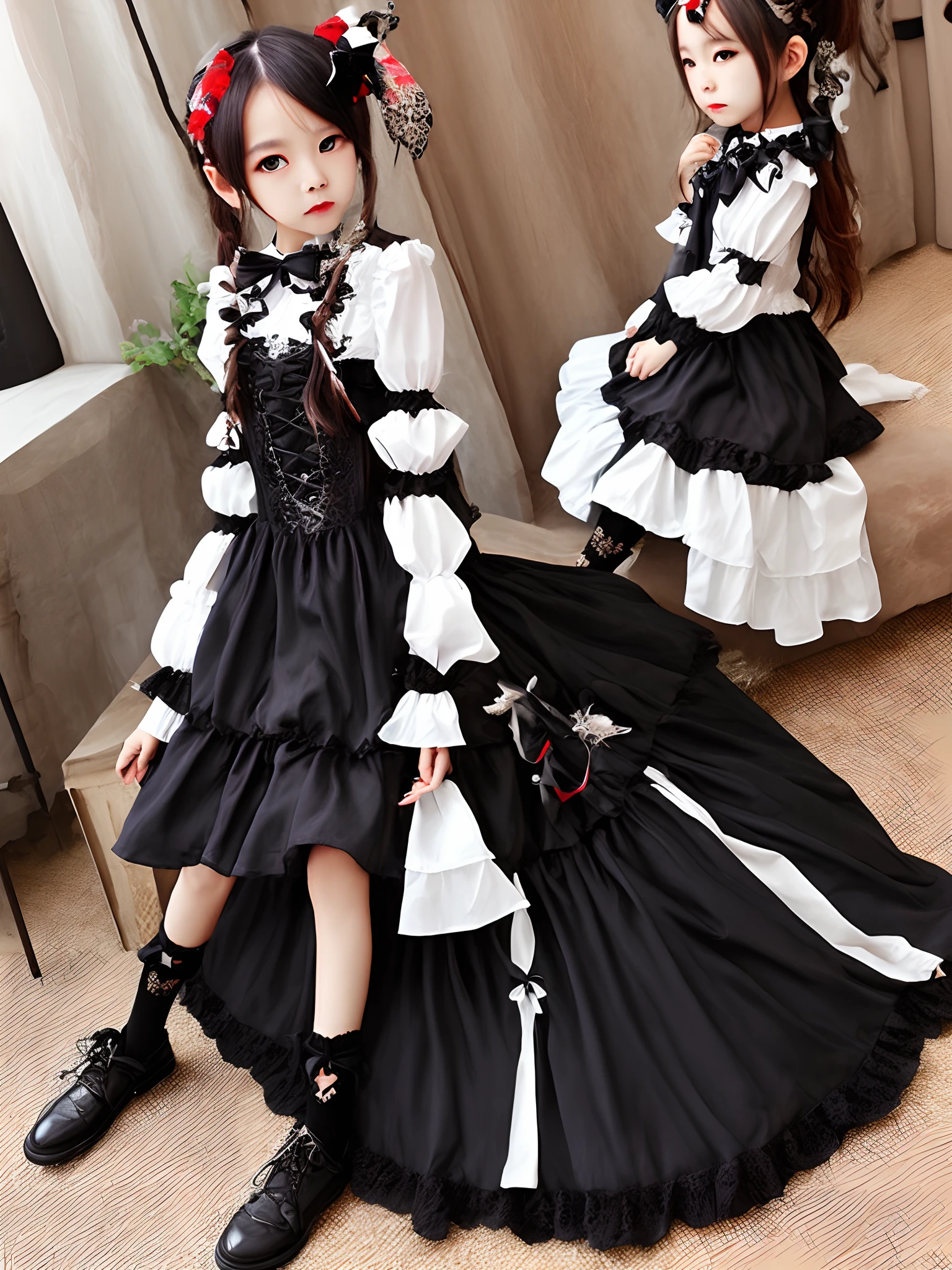 Loli red eyes gothic style Lolita long dress