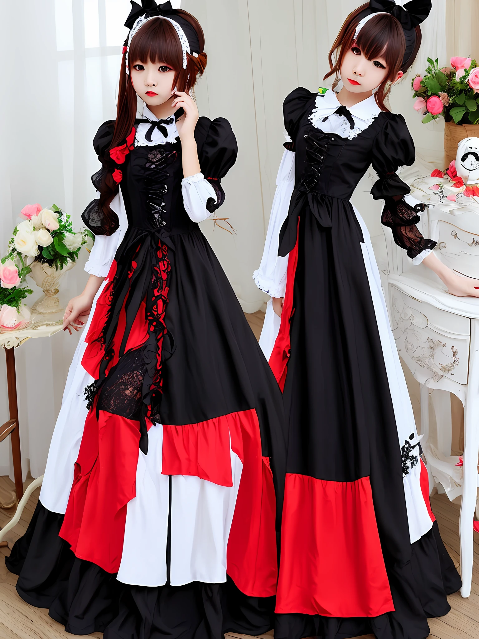 Loli red eyes gothic style Lolita long dress