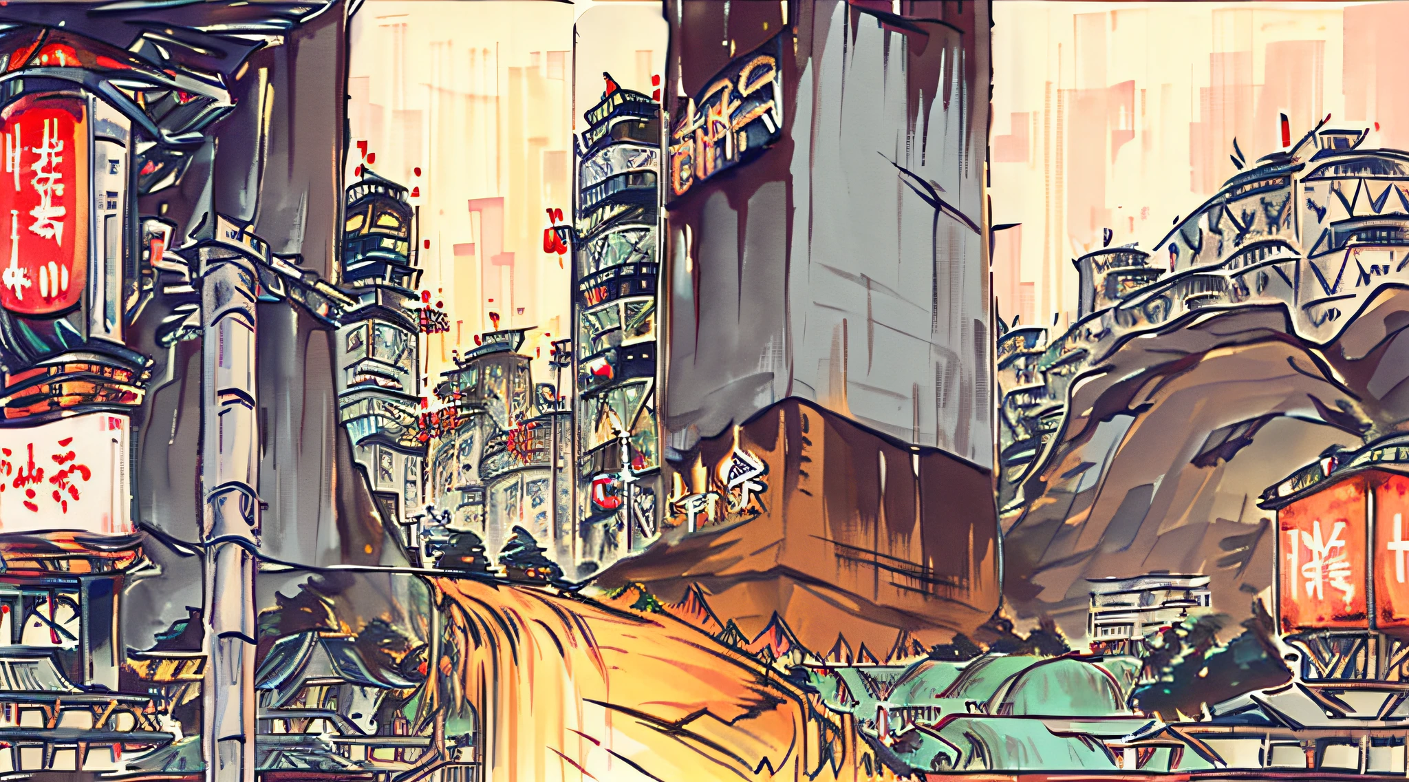 Alafoo overlooks the river in the city,There are buildings and signs, Japan city, japanese downtown, golden hour in tokyo, japanese town, tokyo japan, japanese city at night, tokyo city, cyberpunk streets in japan, street japan, osaka skyline background, tokyo street cityscape, japan travel and tourism, toyko, tokyo in a flood, japan travel aesthetic, tokyo street background,bit girl,komono,komono,Ancient wind,Little girl,warm color,a warm color palette,warm color,a warm color palette,warm color,a warm color palette