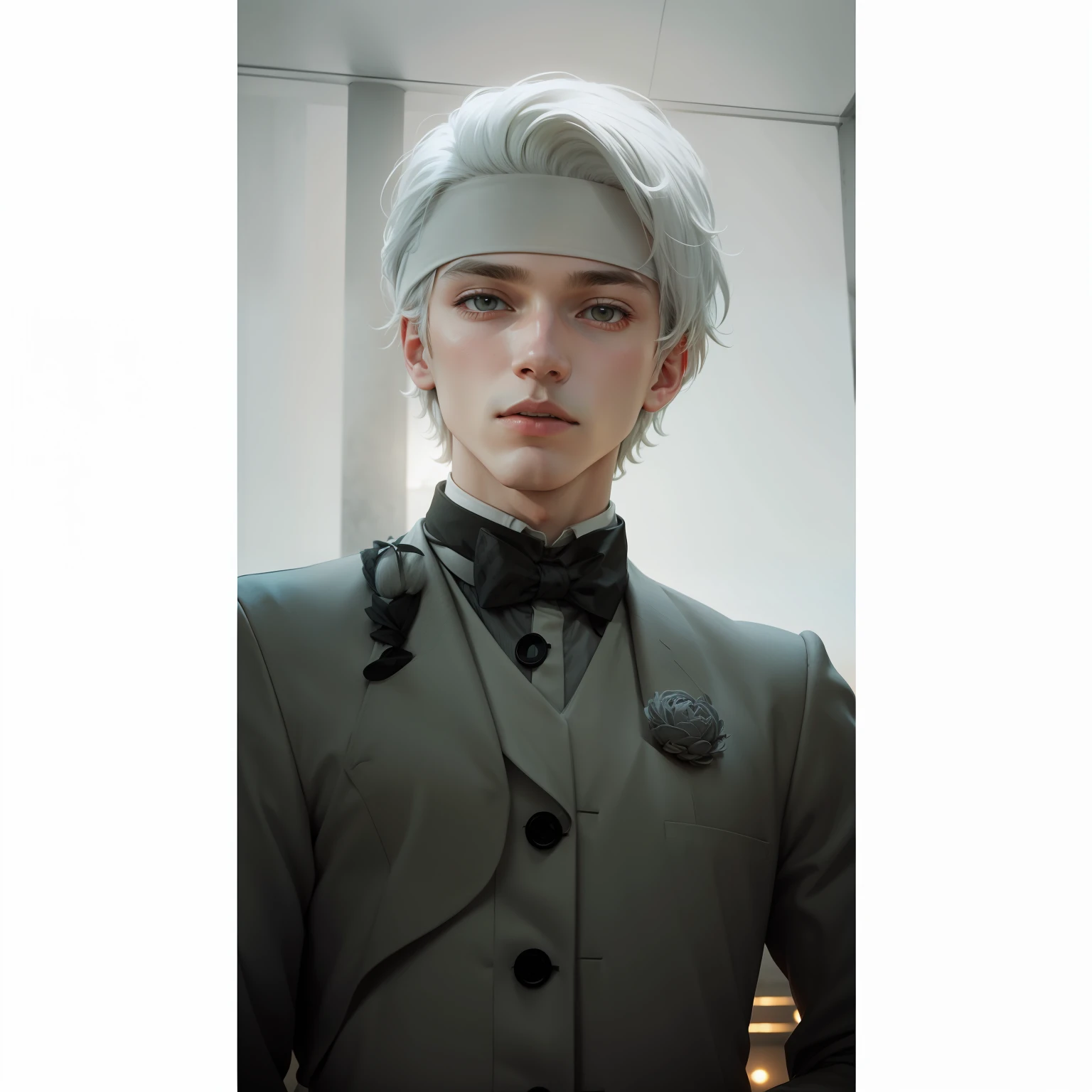 Best Quality, Masterpiece, 8k, RAW, (military-uniform), 1 trans man, exaggerated make-up, wearing a wig, ((pride)), rainbow color-theme, angelic light, rainbows everywhere, (gray prisoners in background:1.2), (smug expression:1.4), (staring eyes:1.4), self confidence, , obsession, (pride:1.4), non-binary, being proud, lack of moral, masturbation, disgust,