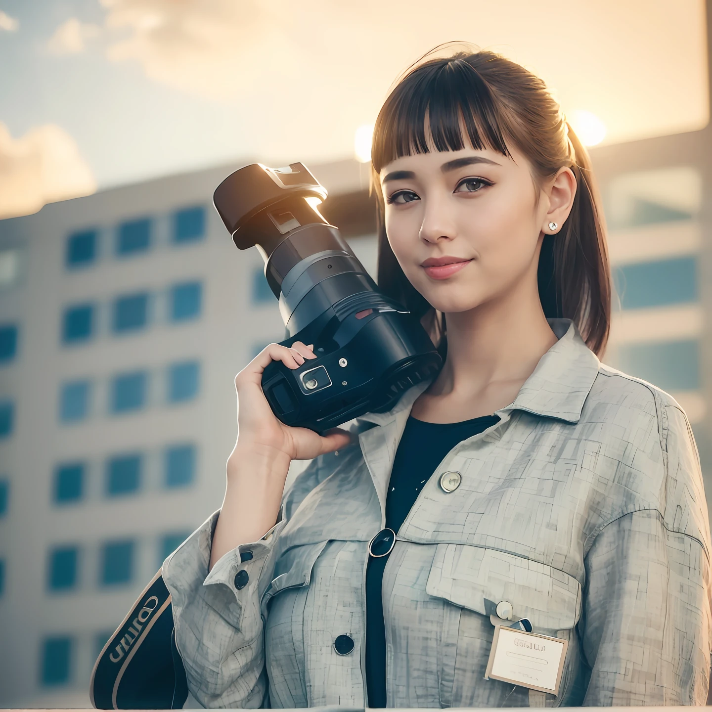 (8K, Best quality, Masterpiece:1.2),
(Realistic, photo-realistic:1.37),
Ultra-detailed,
1 girl, full bodyesbian, Outdoors, (Adjust hair:1.5),Look at the camera with both eyes,
Office Lady, black officeblazer, officeskirt, (Pantyhose:1.2), (short buttoneddownshirt:1.2), buttonedupcollarprim, buttoneddowncollarprim, (Pantyhose:1.2), alphalayers, high-heels,
Beautiful earrings,
Cute,
Solo,
Beautiful detailed sky,
(Smile:1.15),
(Closed mouth),
Beautiful detailed eyes,
Business attire,
(Short hair:1.2),
Floating hair NovaFrogStyle,
