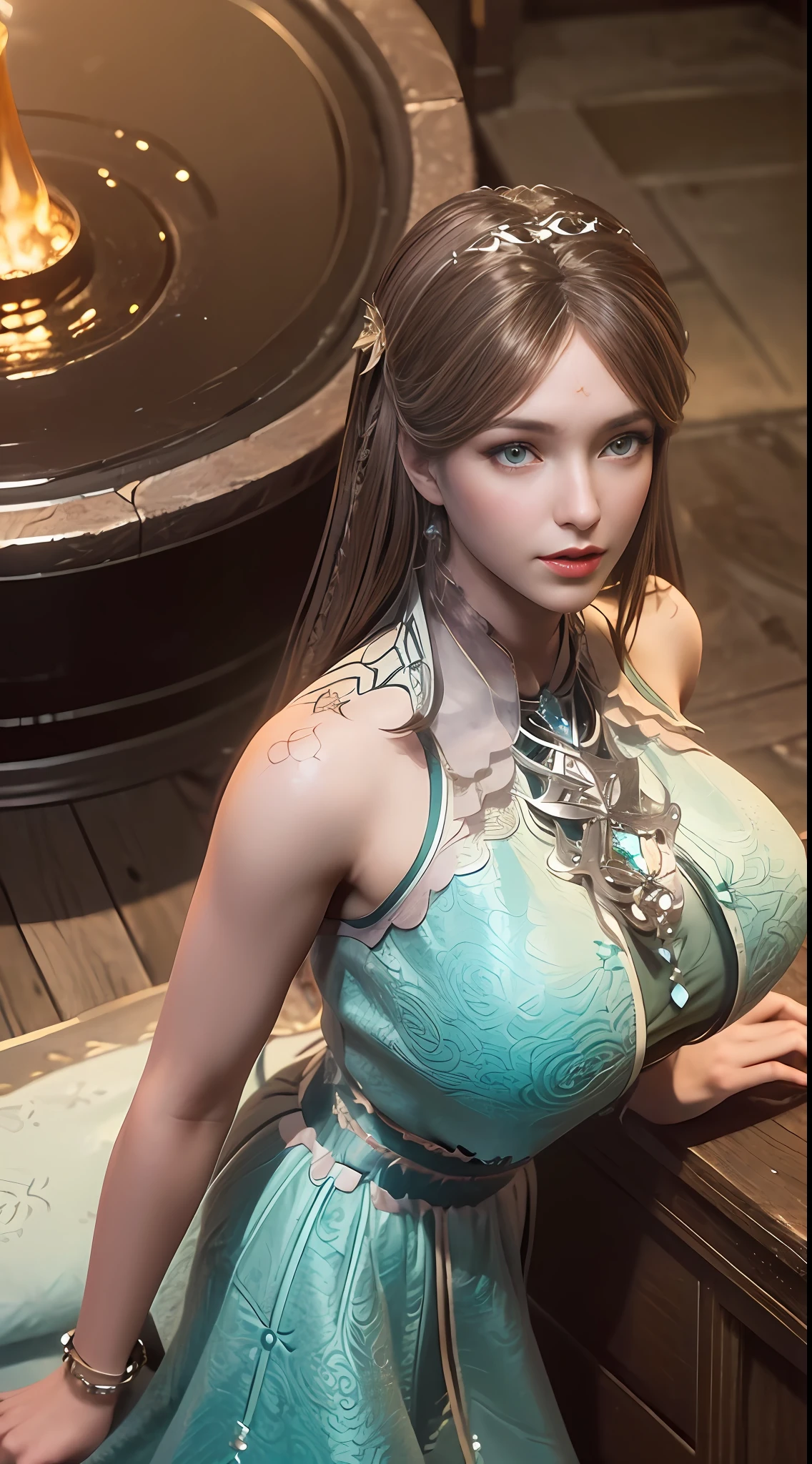 (best quality,4k,8k,highres,masterpiece:1.2),ultra-detailed, 1woman, Greek goddess Aphrodite, yangmi, Blond hair, gyaru, skimpy powder blue gown, seethru, beautiful, alluring, in a seductive pose, looking at viewer, seductive eyes, Drawn in the style of Yoshitaka Amano, HDR, 8k, absurdres, cinestill 800, sharp focus ((Masterpiece, best quality) detailed, character sheet, many items (+ detailed item description, many parts), + character description, full of details.) concept-art, reference sheet