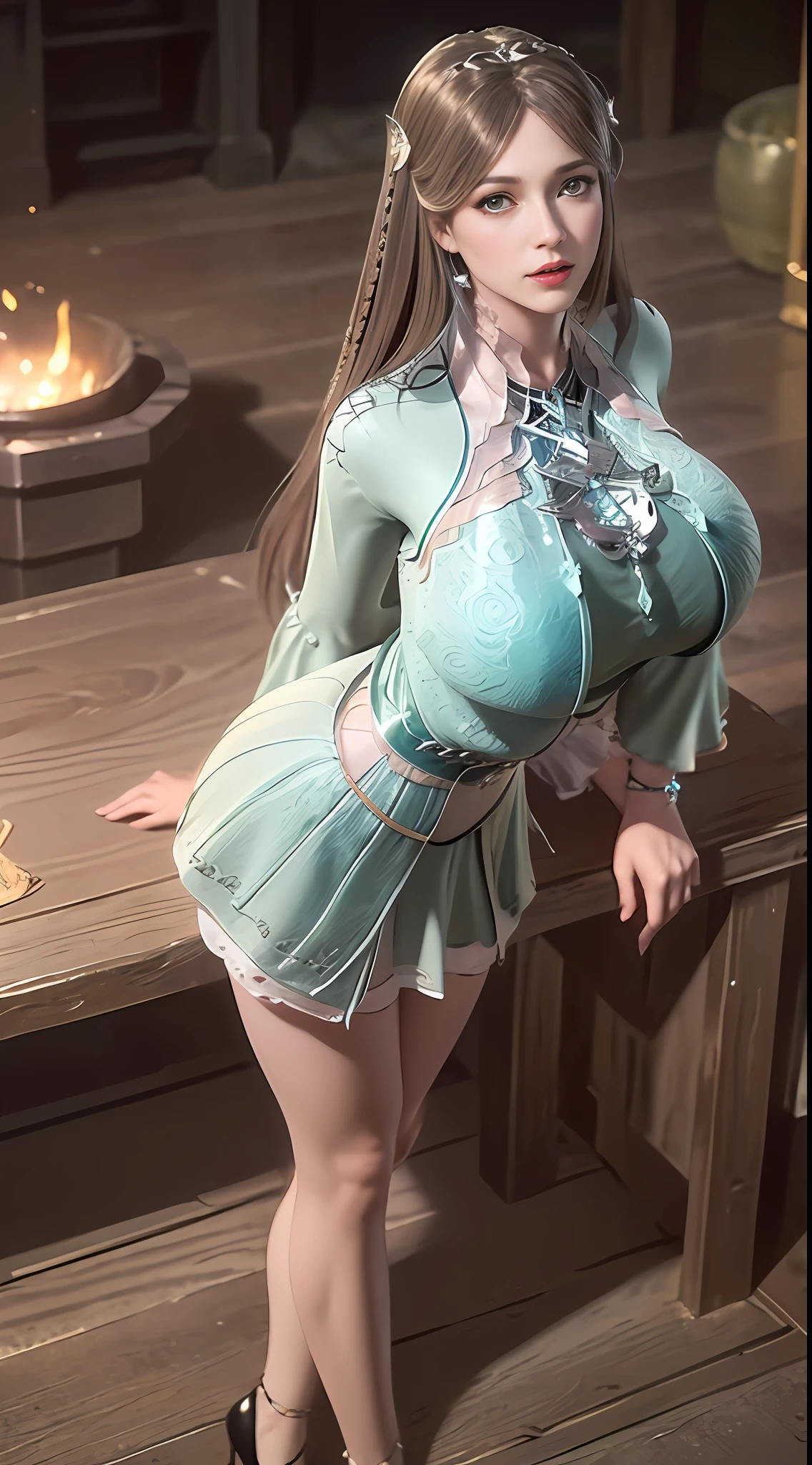 ultra realistic 8k cg, flawless, clean, masterpiece, professional artwork, famous artwork, cinematic lighting, cinematic bloom, perfect face, beautiful face, fantasy, dreamlike, unreal engine 5, science fiction, lace, lace trim, lace-trimmed legwear, luxury, jewelry, diamond, gold, pearl, gem, sapphire, ruby, emerald, intricate detail, delicate pattern, charming, alluring, seductive, erotic, enchanting, hair ornament, necklace, earrings, bracelet, armlet,autumn.
((,1girl, pov,best quality,)) ,((((,1girl, solo, huge fake breasts:1.5, goddess dress, half body, looking at viewer, standing))))