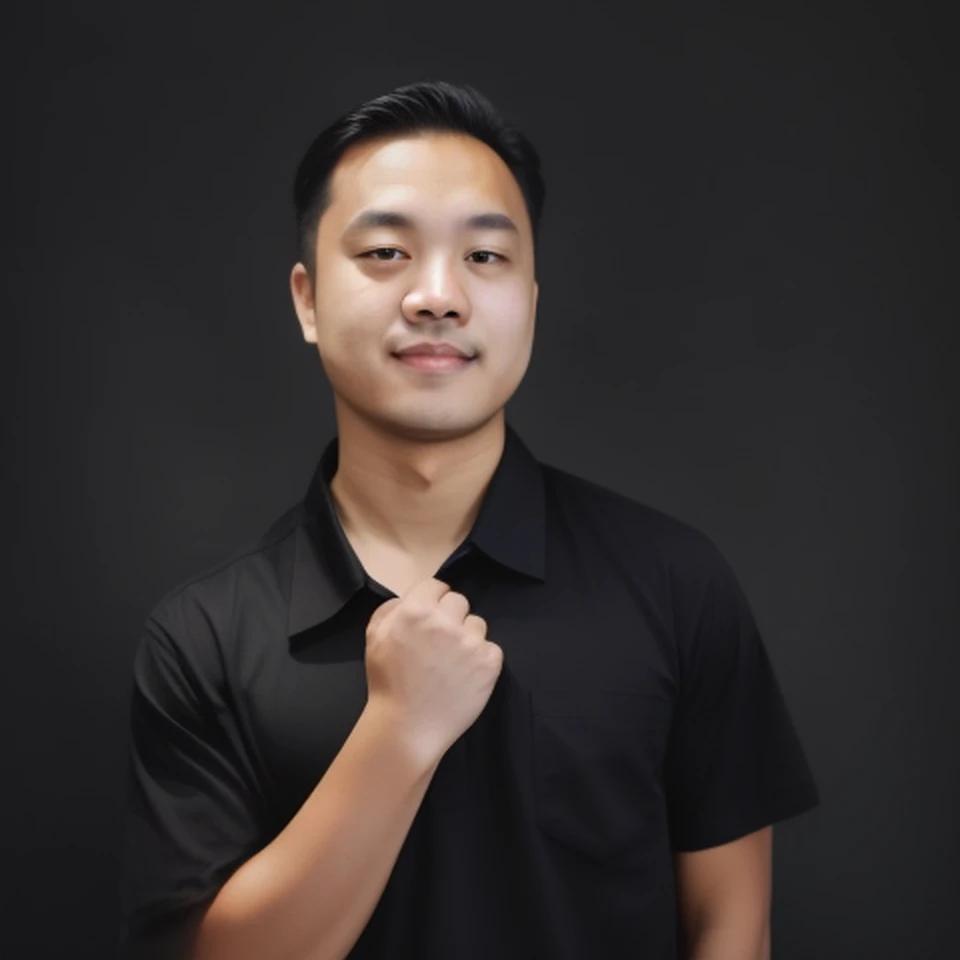 Wearing a black shirt，Stand in front of a black background, professional profile picture,