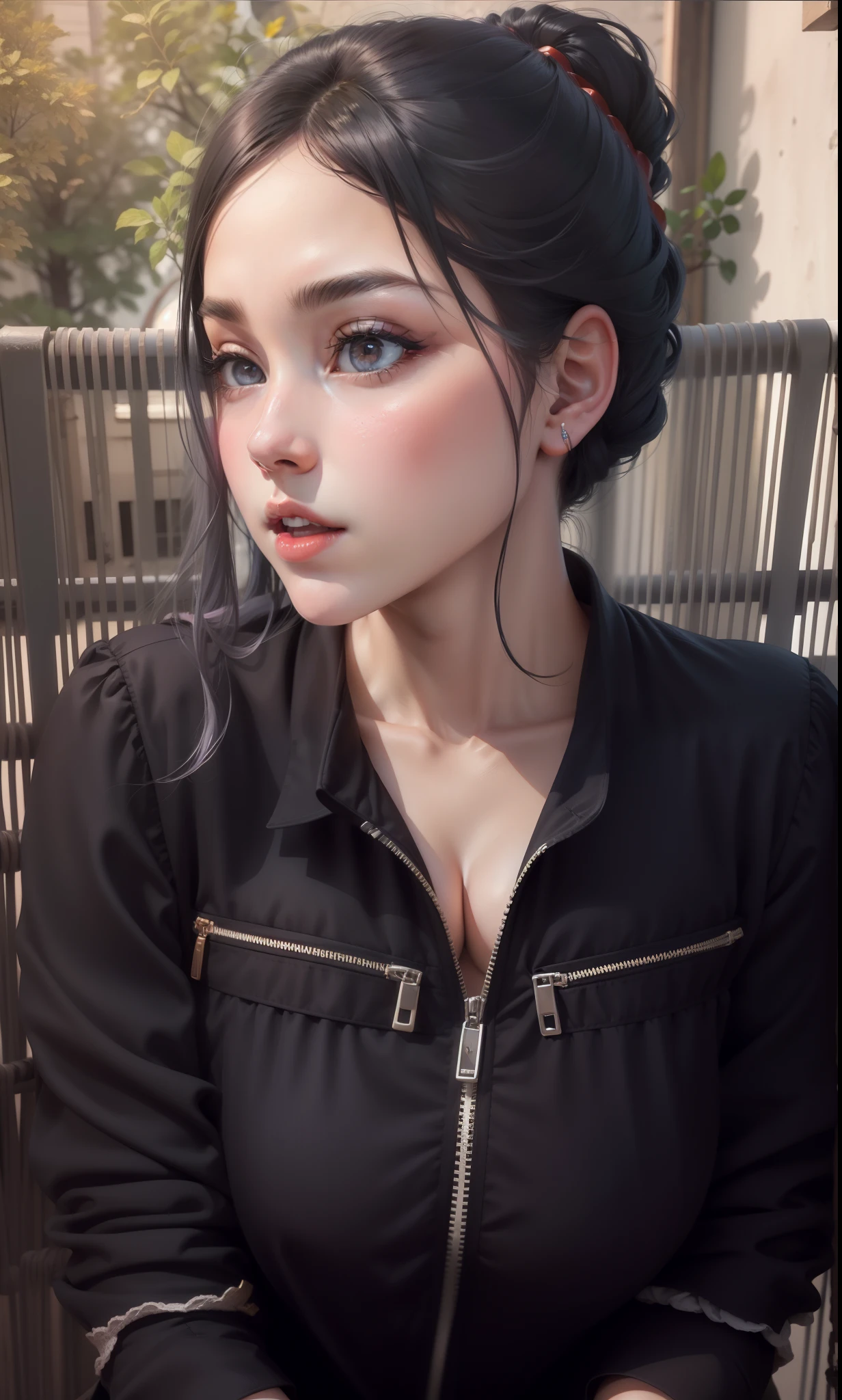 Sexy young woman,gigantic cleavage breasts,Expose cleavage,Confuse sentient beings,Hot figure,The god of beauty,Flawless face,high qulity,Charming,Graceful posture,Slightly fat goddess,Black eyes,Flaming red lips,Super beautiful,Well-behaved expression,Black hair,Hair coiled up,Expose body body,Good girl,white bra,Good girl