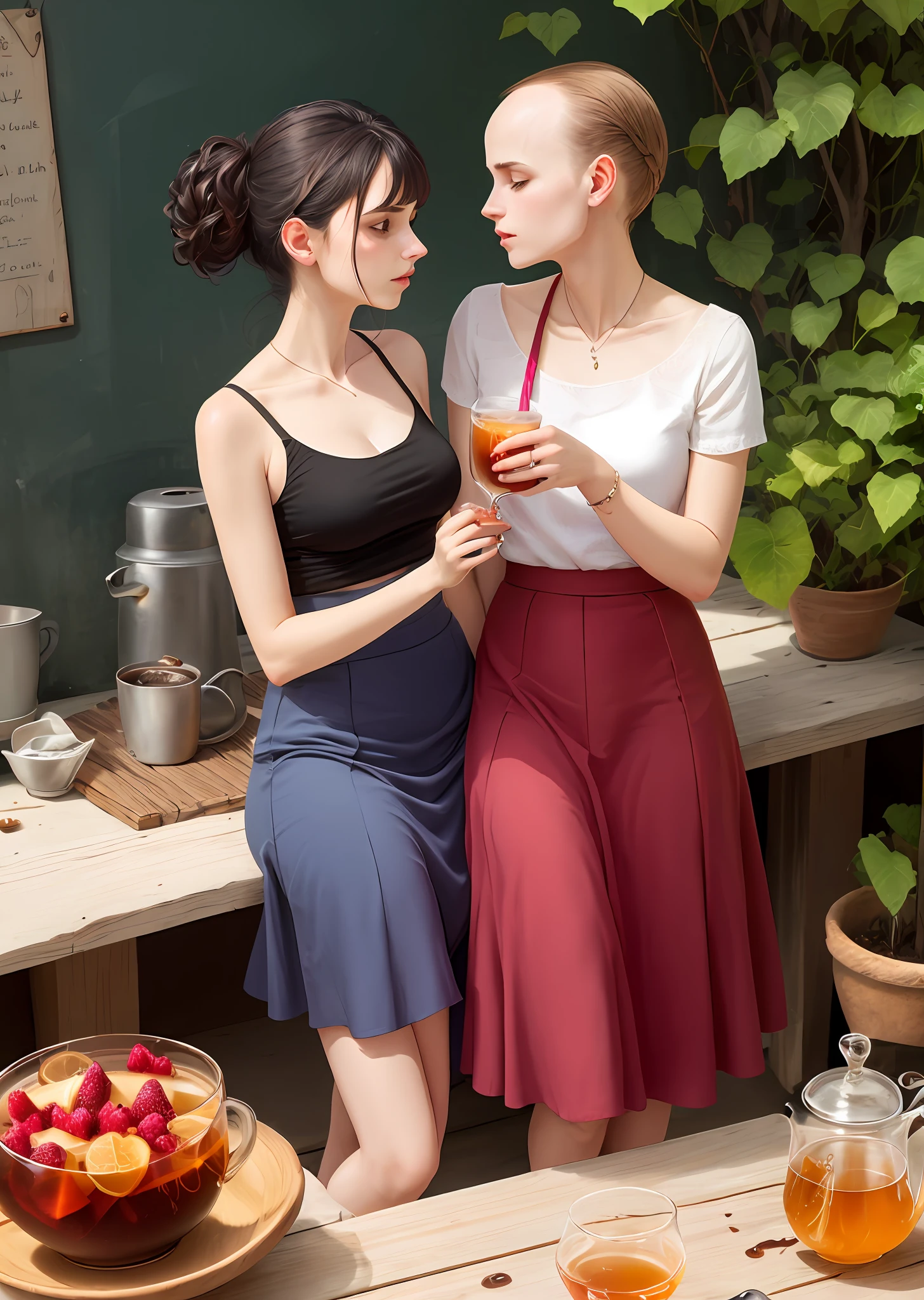 Love is thin，slim，long  skirt，Loved fruit tea with ice，160，balding，trabalhado，heart-broken