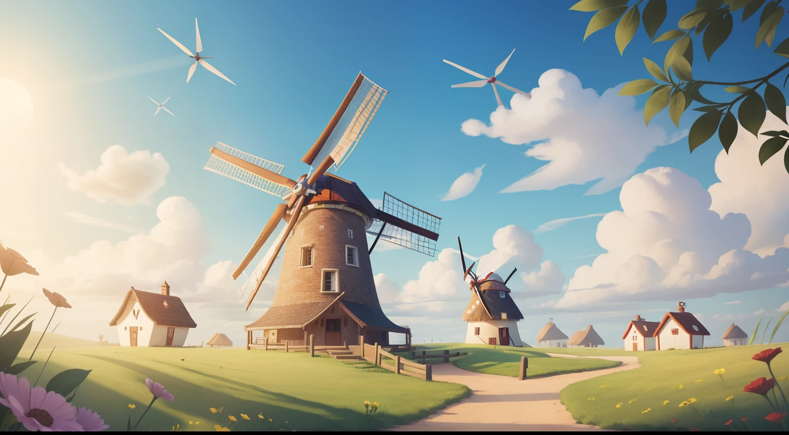 Whimsical Windmill Journey:
Embark on a journey aboard a windmill that sails through the skies.