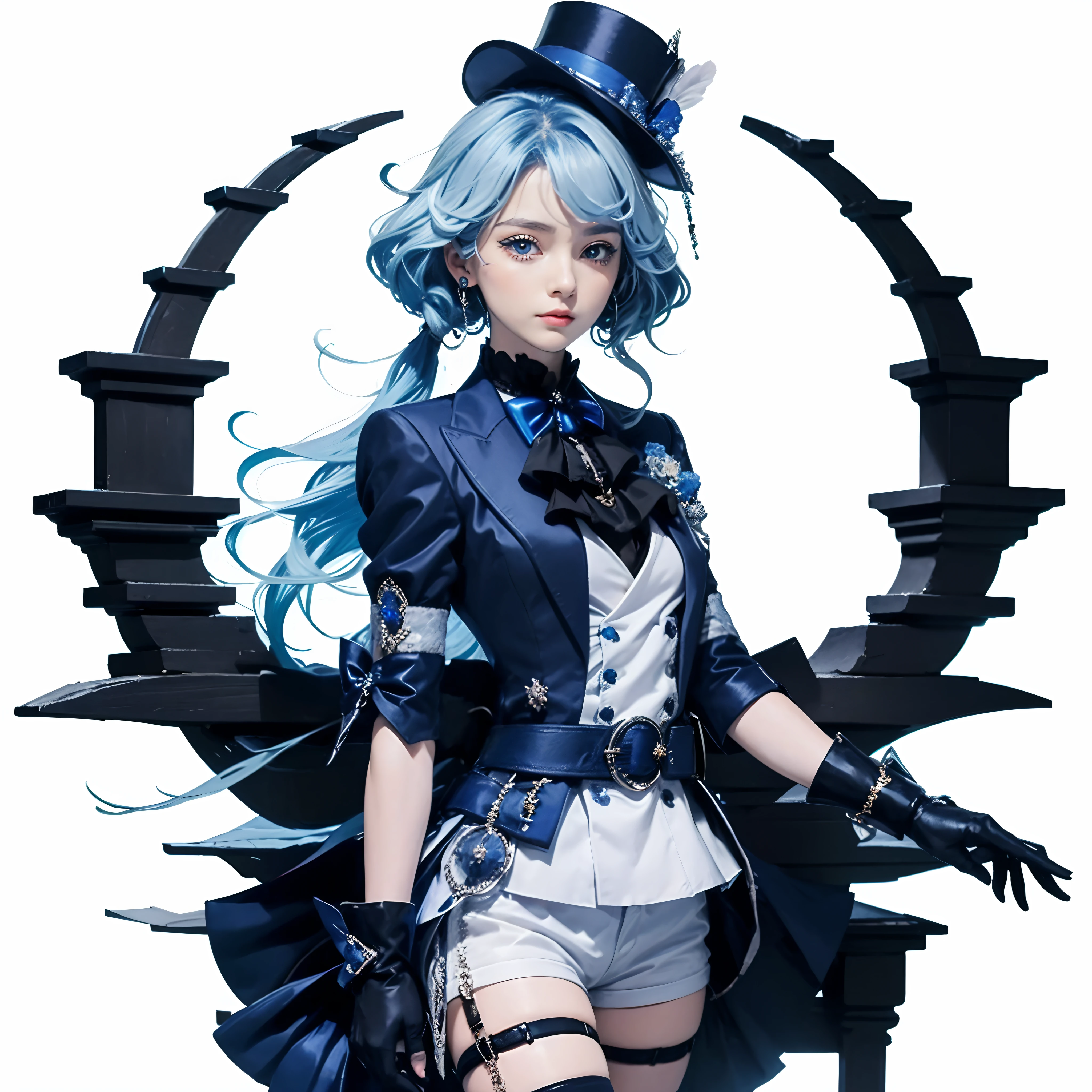 A close-up of a person in a costume and gloves, rococo cyberpunk, Anime girl cosplay, gothic maiden anime girl, steampunk beautiful anime woman, Gorgeous Role Play, beatrice blue, sakimichan frank franzzeta, Anime cosplay, vocaloid, Loli, anime barbie doll, big breasts and big breasts. h. beatrice blue, from girls frontline