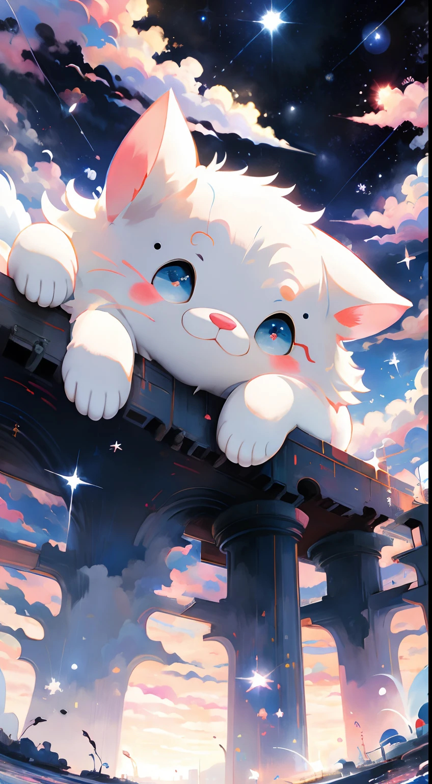 best qualtiy, tmasterpiece, A detailed:1.4, 【Baymax:1.5】, Look at the sky, the night,stars
