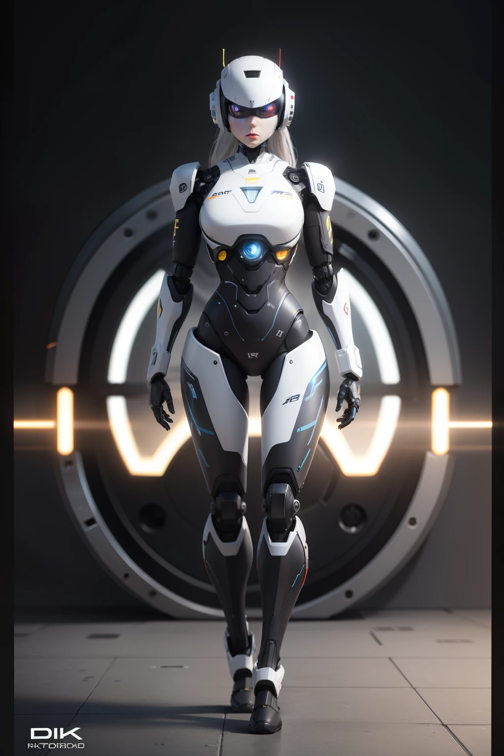 ai designed robot 8k photorealistic hyper-detail, full body, long shot.