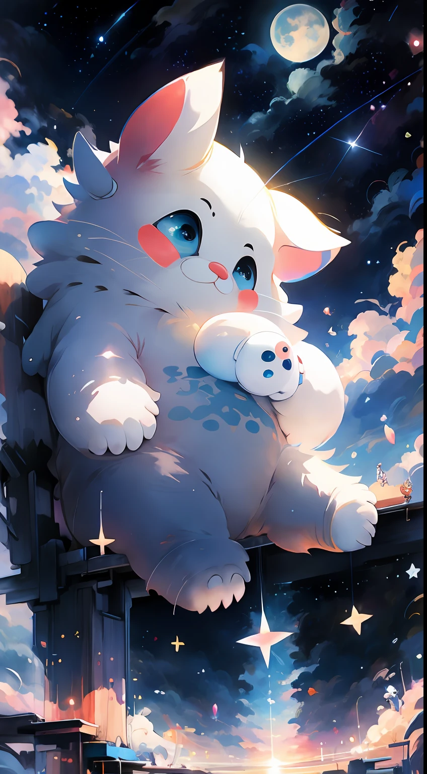 best qualtiy, tmasterpiece, A detailed:1.4, 【Baymax:1.5】, Look at the sky, the night,stars