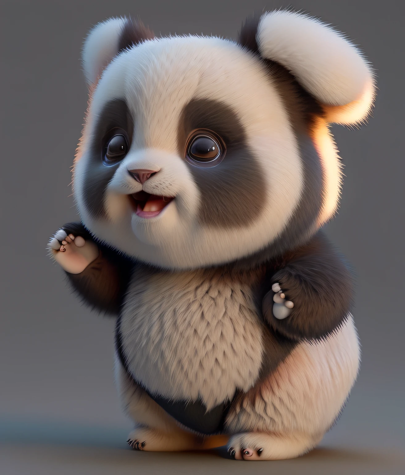 Aravi panda bear with black eyes and white fur, cute 3 d render, Cute panda, 3D model of a Japanese mascot, Cute! C4D, Panda, panda panda panda, render in blender, pouty look :: rendering by octane, toon render keyshot, rendered in arnold, rendered with blender, rendered in arnold engine, a cute giant panda