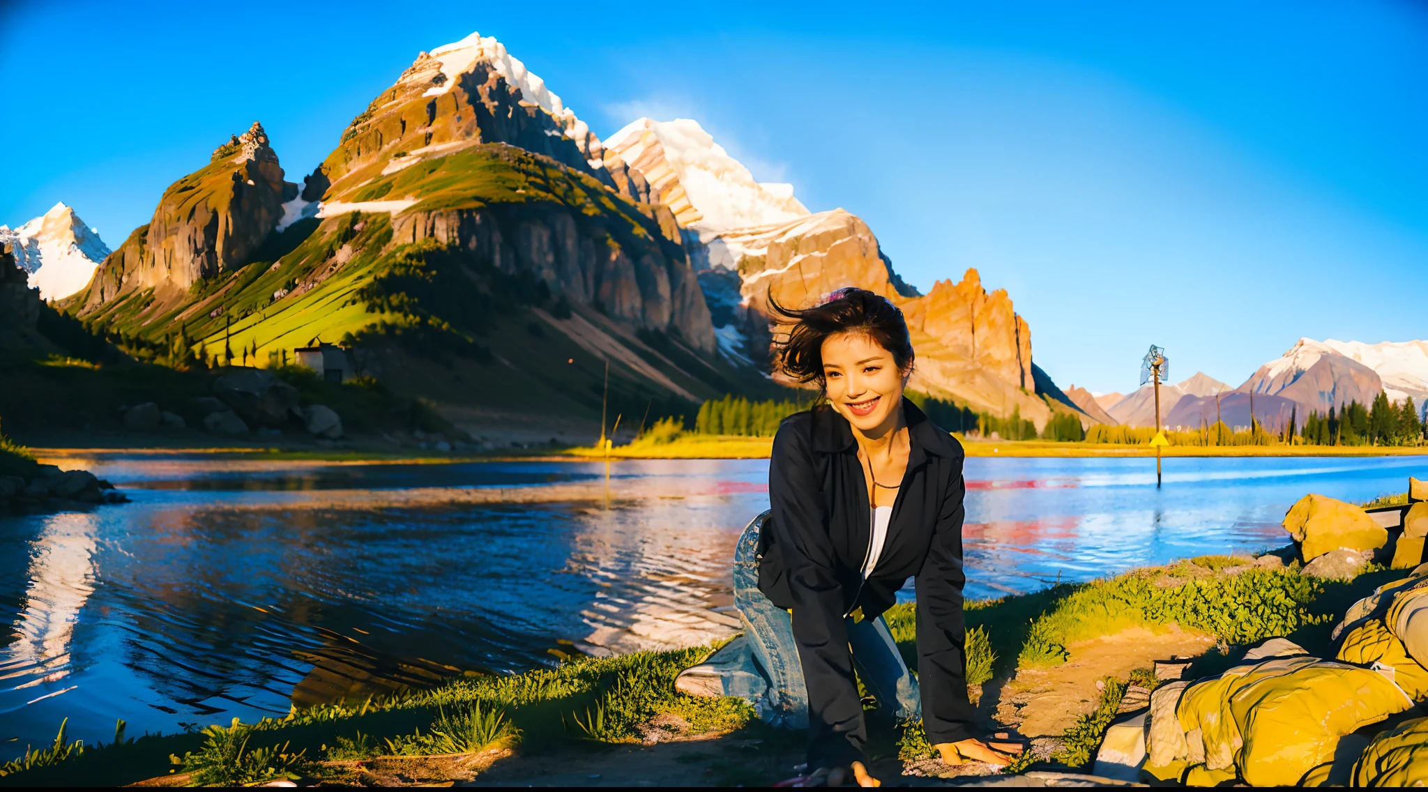 Ultra-grand scenes,The ultra-wide-angle lens captures the appearance of the adventurer girl on location。The ultra-delicate colorful Leica bodysuit allows the adventurer to always quickly change clothes for the elements of the scene,And the change in clothing does not affect the display of her physical characteristics。The adventurer's extremely tall body has a tight and extremely concave S-shaped curve,Her muscles are tight and her lines are slender, resulting in extremely exaggerated visual effects,The sternum of the adventurer mother narrowed and tightened,Abdominal coarctation and tightening,The waist narrows and tightens,The waist and abdomen are elongated and the chest and crotch are shortened to accentuate the slender line of the waist and abdomen,And make her K-cup teardrop-shaped super-large breasts tightened by the equipment straps。The adventurer's crotch is delicate and dexterous,But the buttocks are muscular,The silhouette is quite upturned,Her physiology will hold up the tights and tighten them。The adventurer's length is 67 percent taller than the bursting long legs%,The length is even taller than a normal person,And the hips and legs have round and beautiful lines。With tough and coquettish facial features, she is always as cheerful as the sun,Skyscraper Heels, a multifunctional off-road style with a strong sense of technology, was stepped on by her,Sometimes only her graceful figure can be seen,But her eyes shining like flame were always bright,She wears delicate and practical field gear on her hands, feet, wrists, neck and shoulders,The high-tech detection equipment flashes a variety of cue lights and neon-like information light screens,Let her always be surrounded by a charming colorful brilliance。Use Midjourney's advanced stroke tools and color palettes, as well as tools like texture packs and model packs, to create special bodysuits that inspire adventurers,While having good performance,Reflect the unique physiological characteristics of the adventur