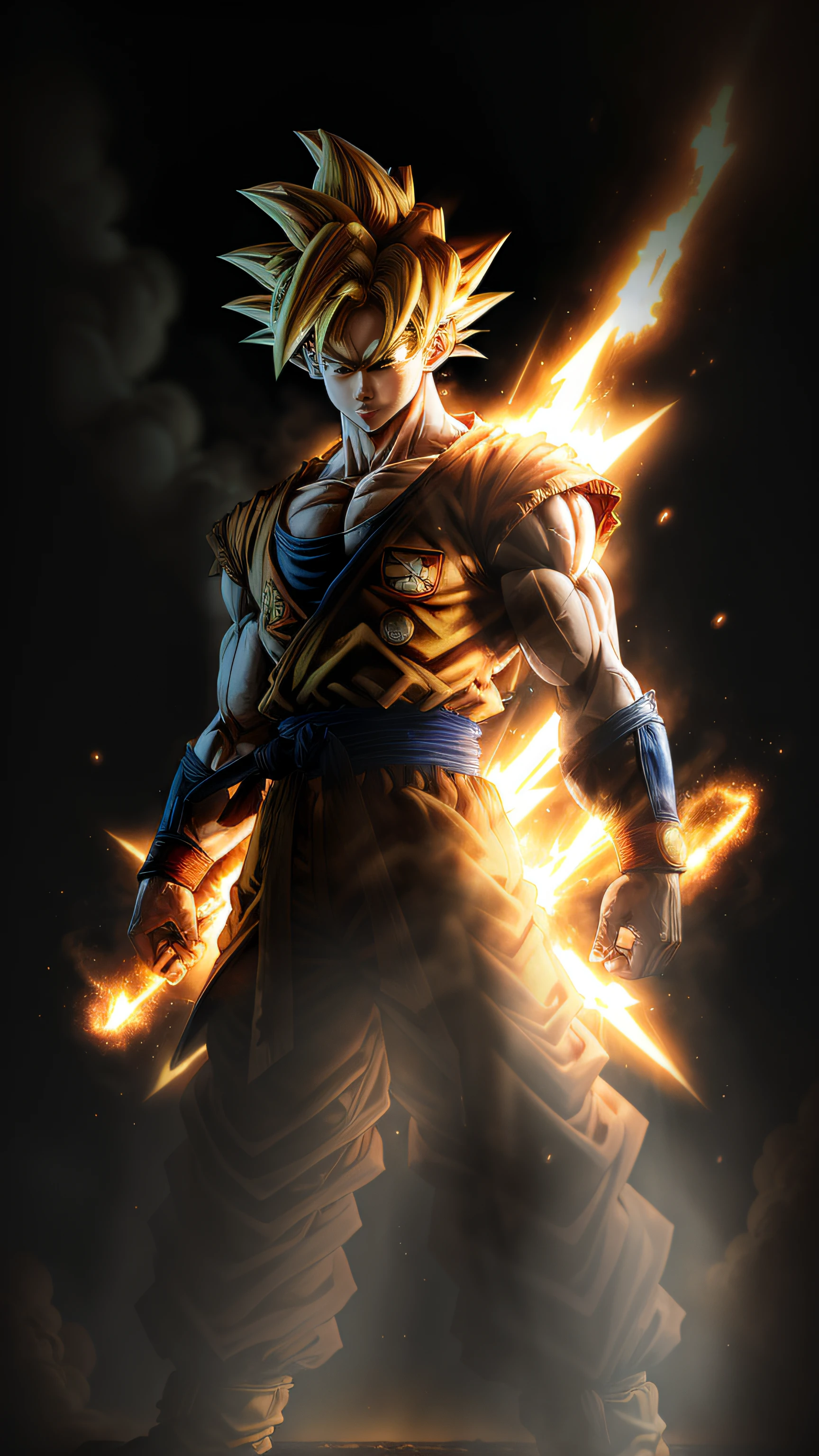 Masterpiece, Top Quality, Goku, Super Saiyan, Yellow Hair
