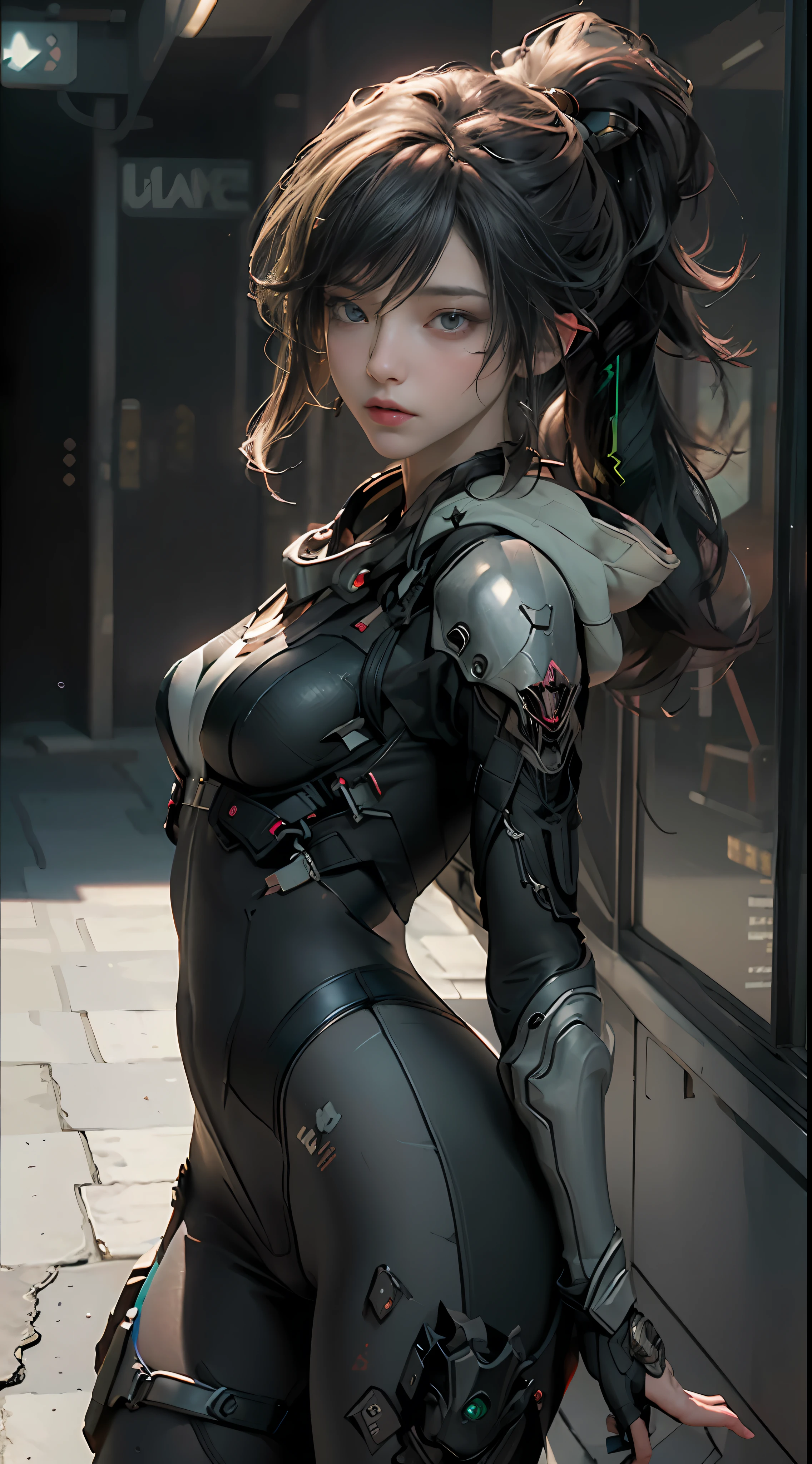 ((Best quality)), ((masterpiece)), (detailed:1.4), 3D, an image of a beautiful cyberpunk female,HDR (High Dynamic Range),Ray Tracing,NVIDIA RTX,Super-Resolution,Unreal 5,Subsurface scattering,PBR Texturing,Post-processing,Anisotropic Filtering,Depth-of-field,Maximum clarity and sharpness,Multi-layered textures,Albedo and Specular maps,Surface shading,Accurate simulation of light-material interaction,Perfect proportions,Octane Render,Two-tone lighting,Wide aperture,Low ISO,White balance,Rule of thirds,8K RAW,
