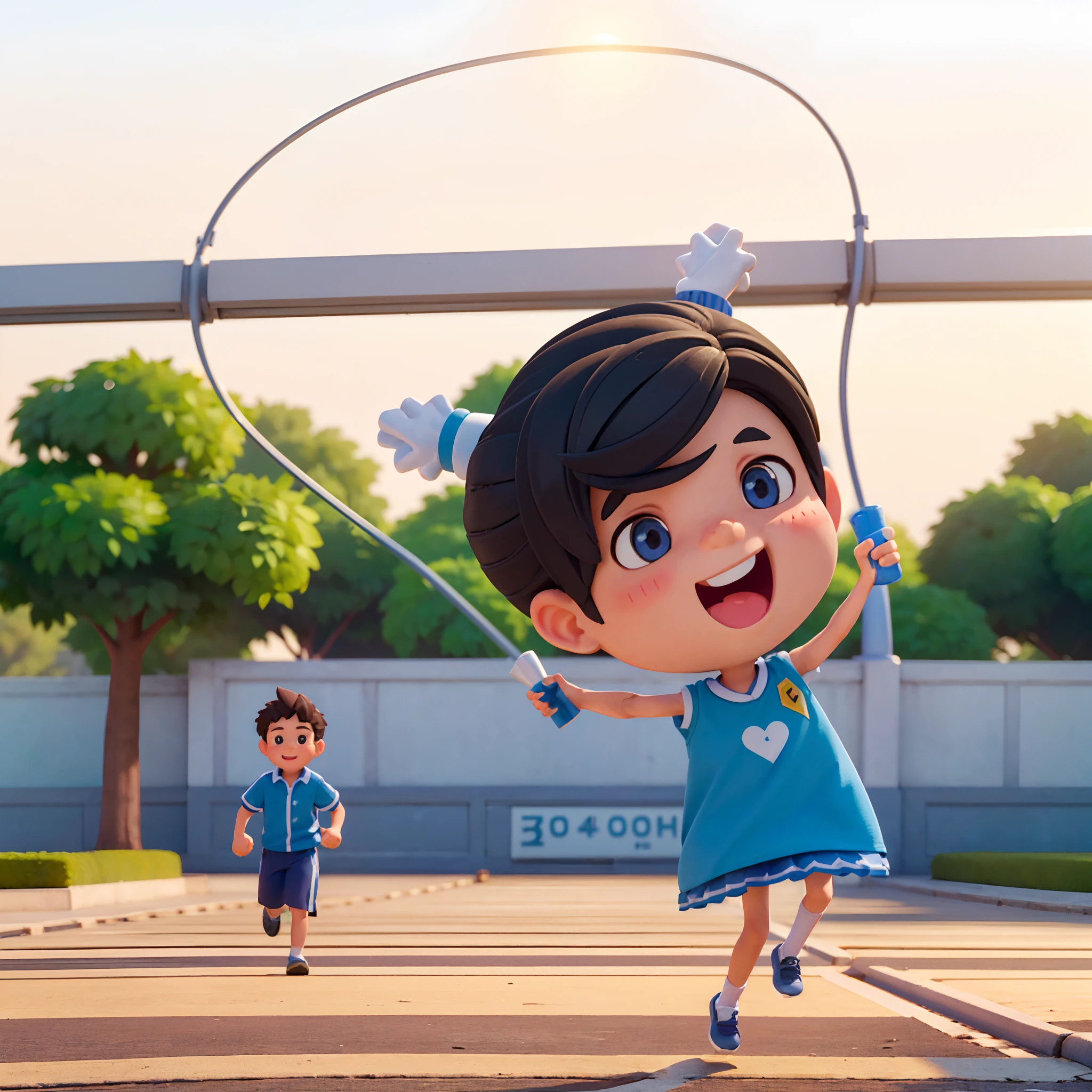 A boy (in the picture ratio 1:2), school uniform, school playground, running track, crossing the finish line, victory, joy, joy, perfect quality, clear focus, (Masterpiece: 1.2) (Realistic: 1.2) (Bokeh) (Best quality) (Detailed skin: 1.3) (Intricate details) (8K) (Detail eyes) (Sharp focus), (Happy)