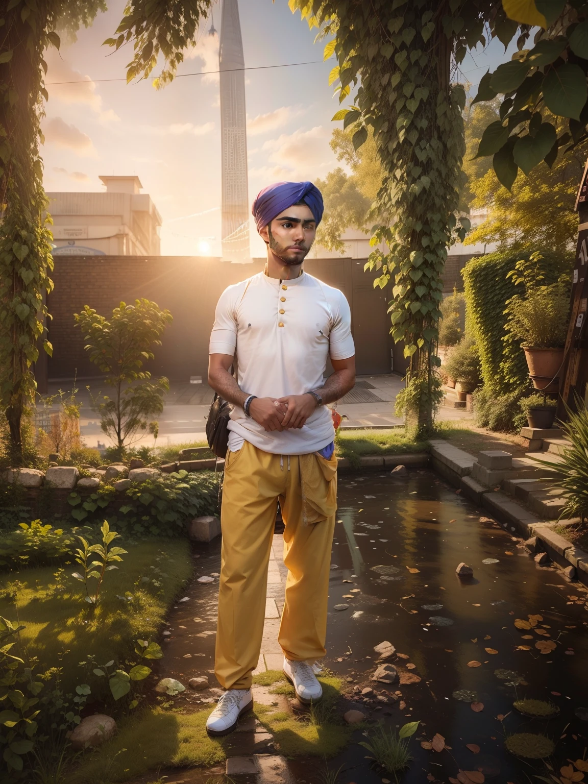 Change backgrounds in London city sikh boy