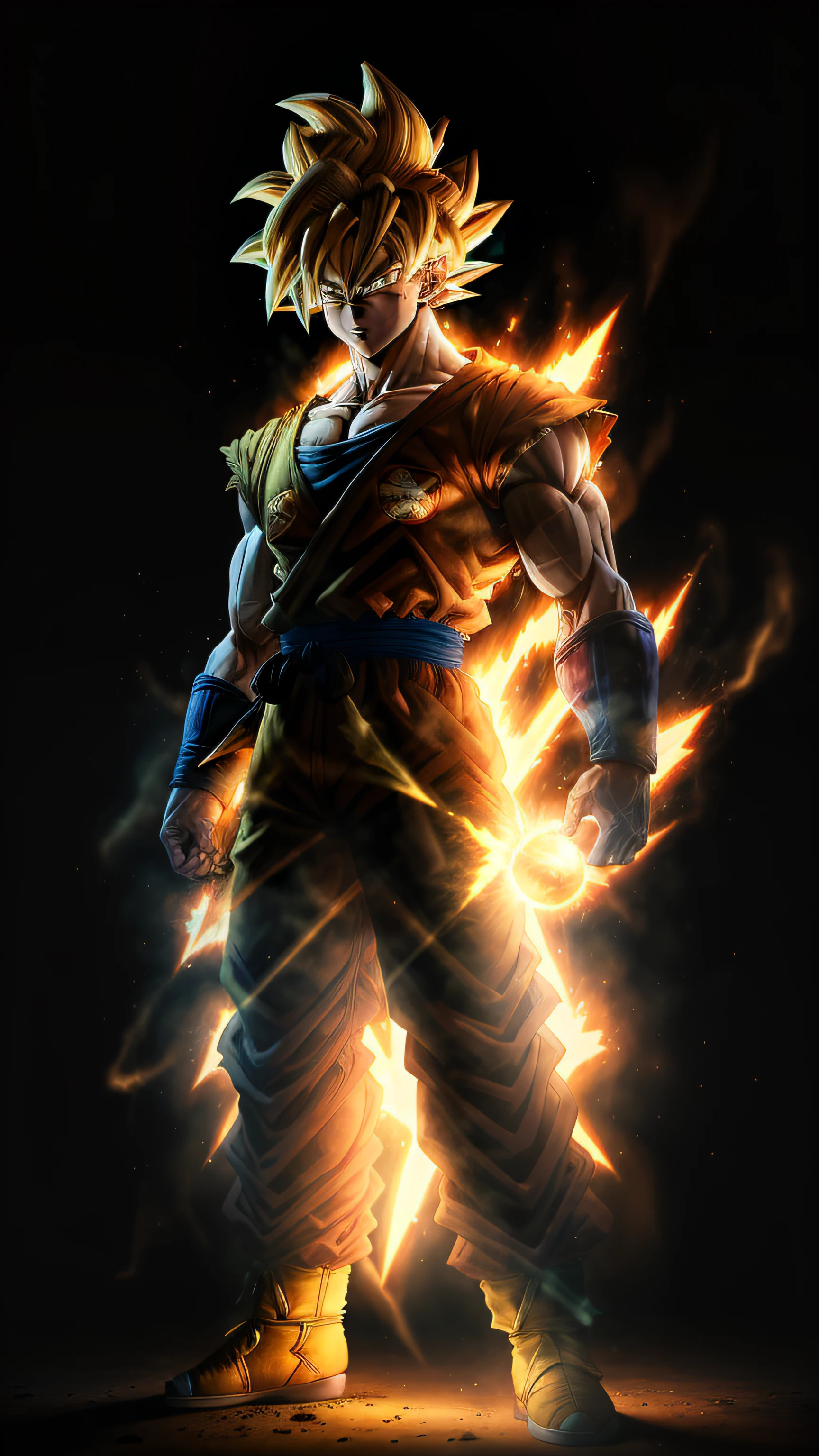 Masterpiece, Top Quality, Goku, Super Saiyan, Yellow Hair