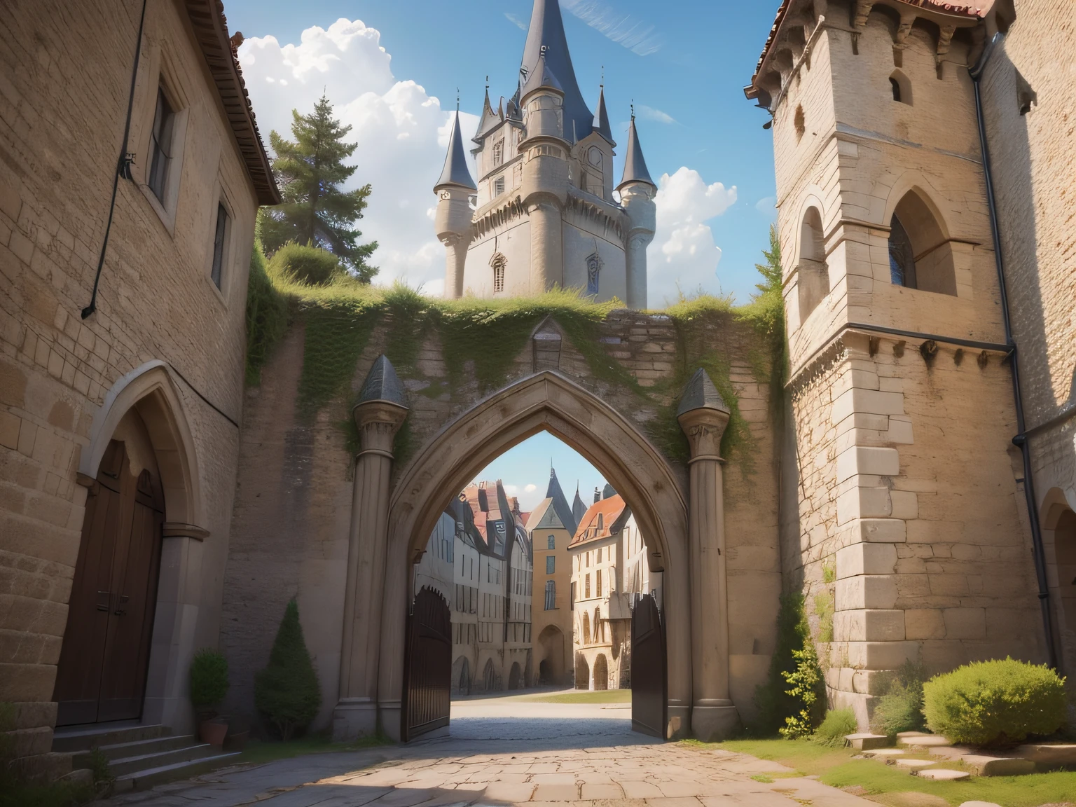 Ancient castle gates in Europe