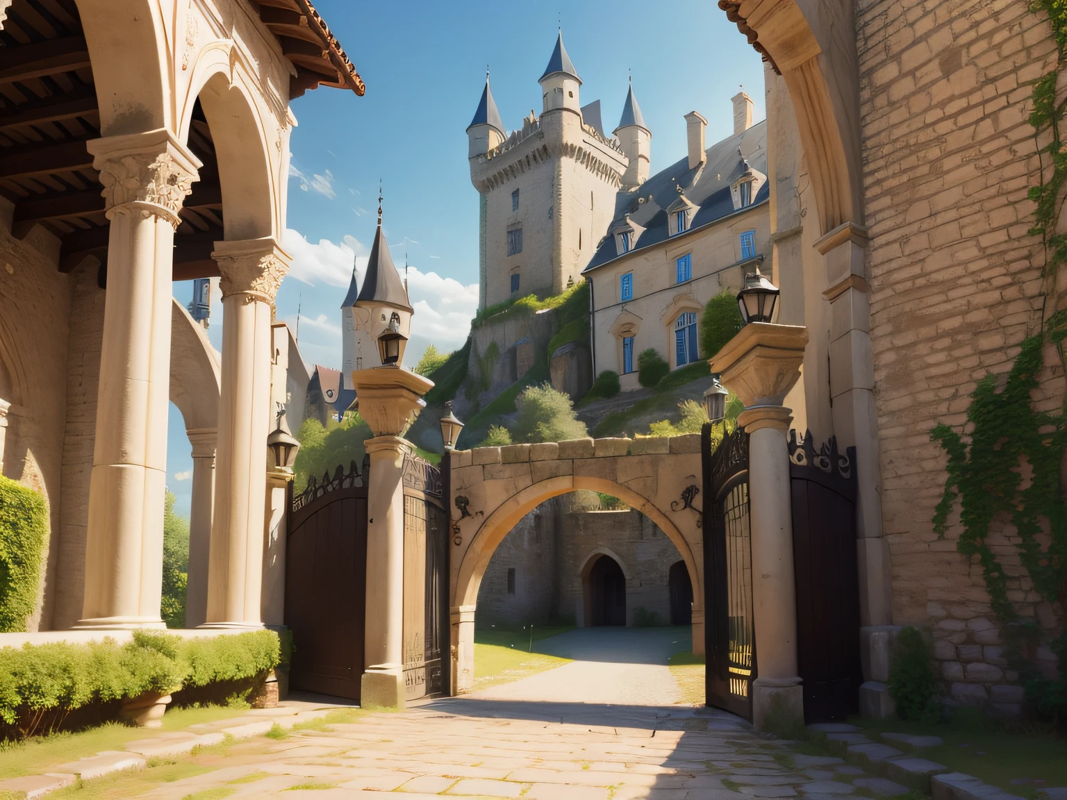 Ancient castle gates in Europe