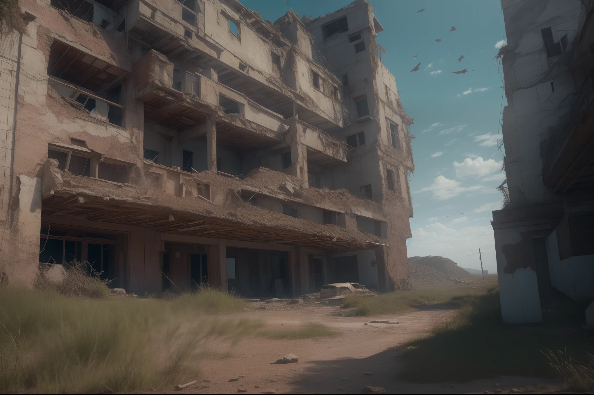 8K, Super detail, ccurate, Best quality, Masterpiece, Super detail, High details, High quality, Best quality, A high resolution，Abandoned, com cores neutras,cinema shot,the complex background