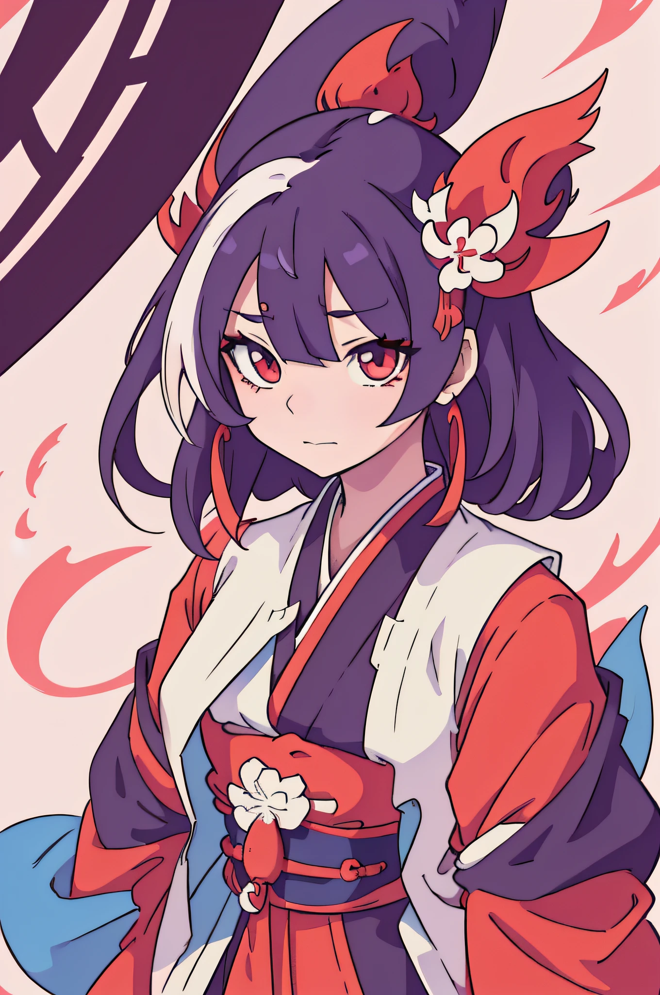 onmyoji,Sakura demon,clean and meticulous anime style, perfect lineart, Detailed anime face, flat anime style shading