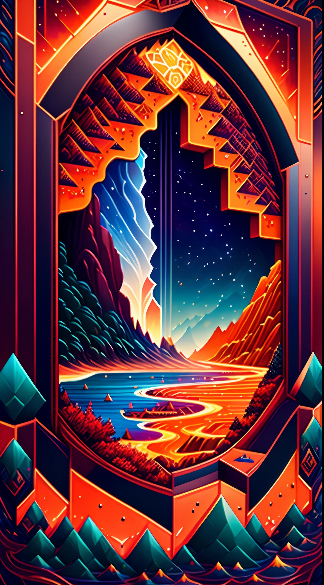 Beautiful earth full of water and lava, Intricate, Masterpiece, expert, insanely details, 4K, composition, The frames, Centered, symetry, picure, Intricate, voluminetric lighting, Beautiful, rich deep colors masterpiece, Sharp focus, Ultra detailed, in the style of dan mumford and marc simonetti, astrophotography