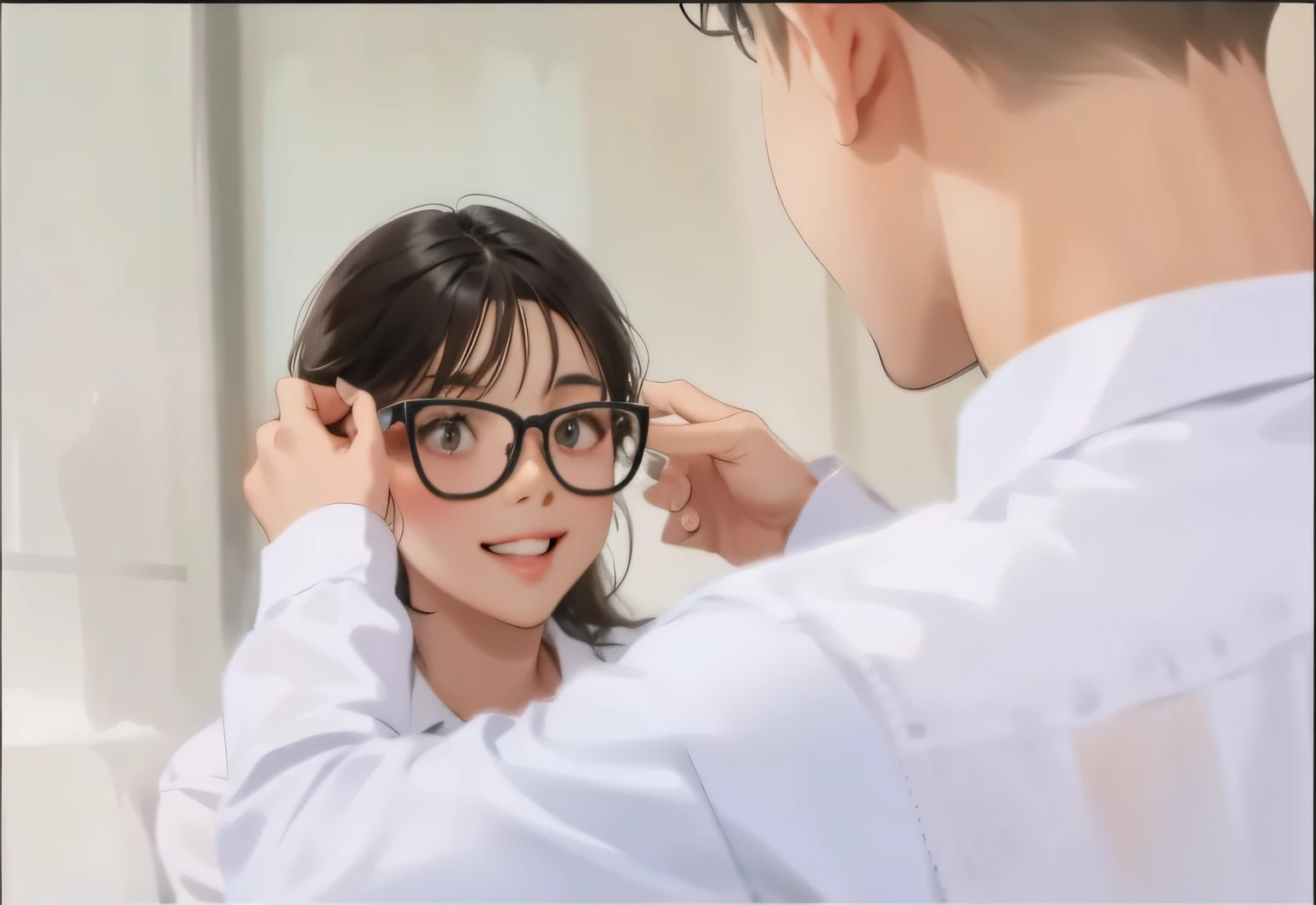 Correct finger structure,Nice looking face,Cute girl