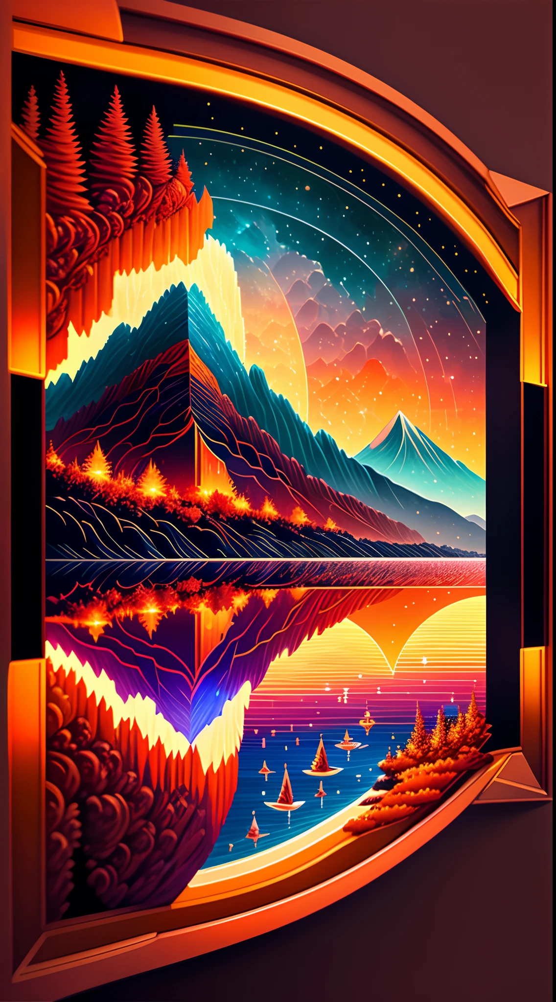 Beautiful earth full of water and lava, Intricate, Masterpiece, expert, insanely details, 4K, composition, The frames, Centered, symetry, picure, Intricate, voluminetric lighting, Beautiful, rich deep colors masterpiece, Sharp focus, Ultra detailed, in the style of dan mumford and marc simonetti, astrophotography