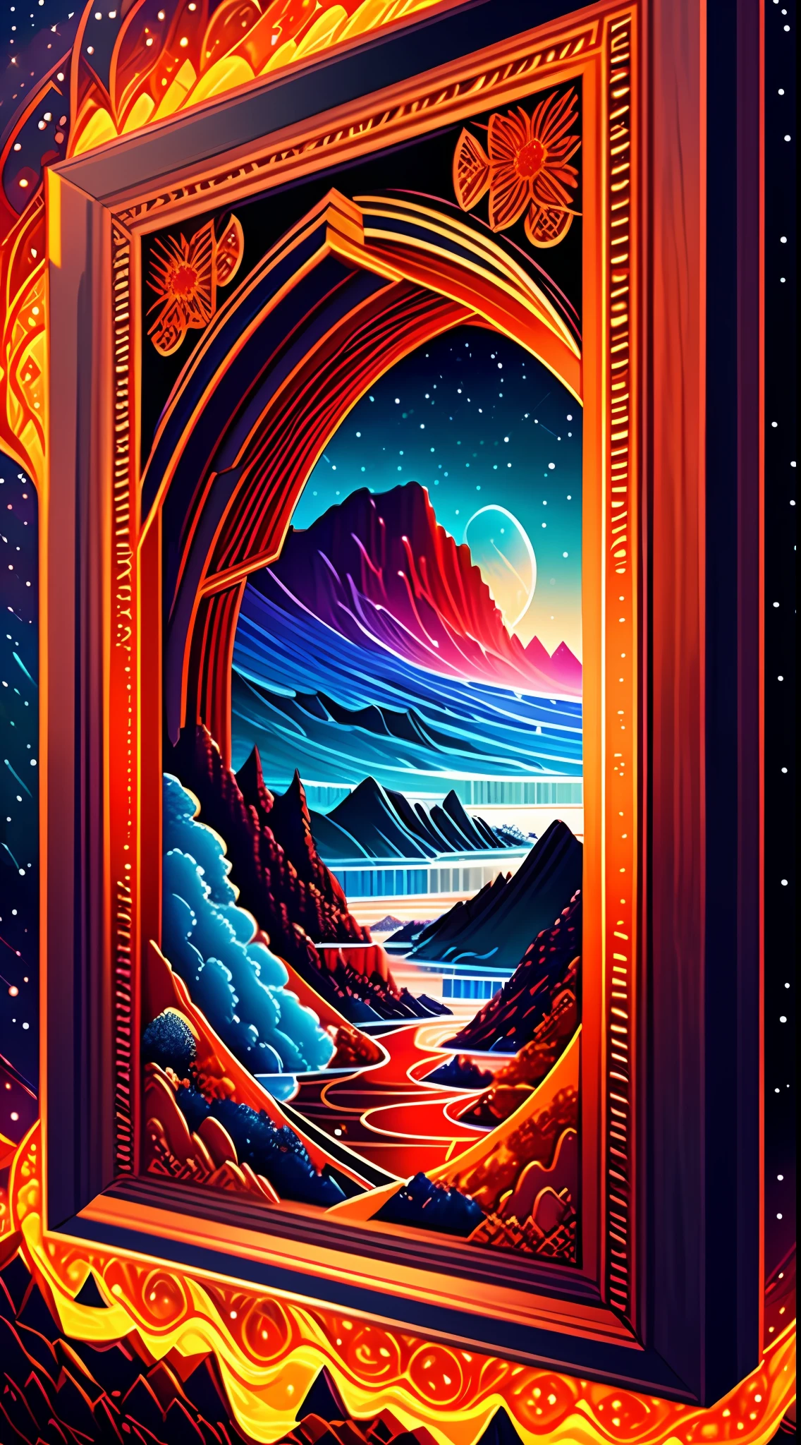 Beautiful earth full of water and lava, Intricate, Masterpiece, expert, insanely details, 4K, composition, The frames, Centered, symetry, picure, Intricate, voluminetric lighting, Beautiful, rich deep colors masterpiece, Sharp focus, Ultra detailed, in the style of dan mumford and marc simonetti, astrophotography