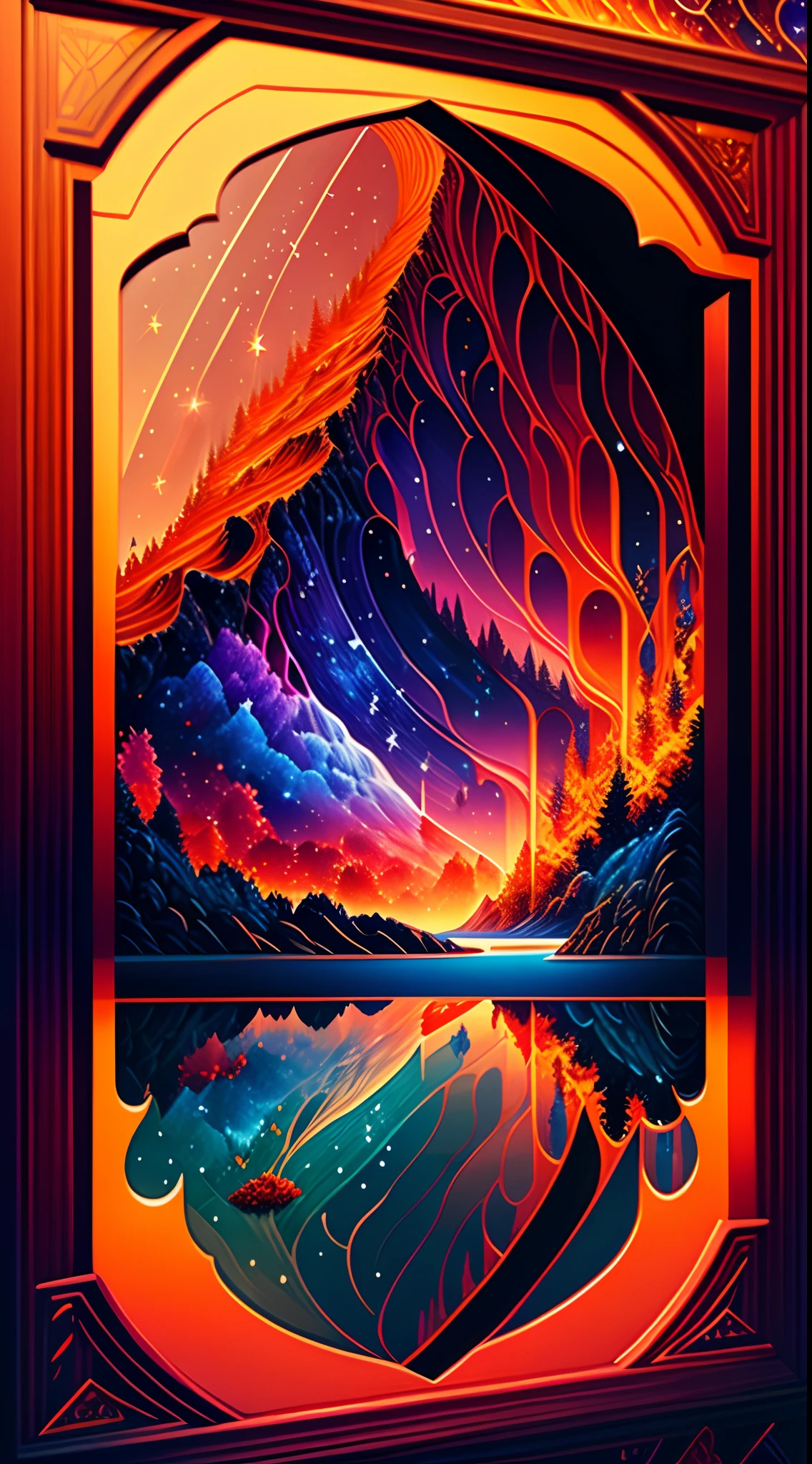 Beautiful earth full of water and lava, Intricate, Masterpiece, expert, insanely details, 4K, composition, The frames, Centered, symetry, picure, Intricate, voluminetric lighting, Beautiful, rich deep colors masterpiece, Sharp focus, Ultra detailed, in the style of dan mumford and marc simonetti, astrophotography