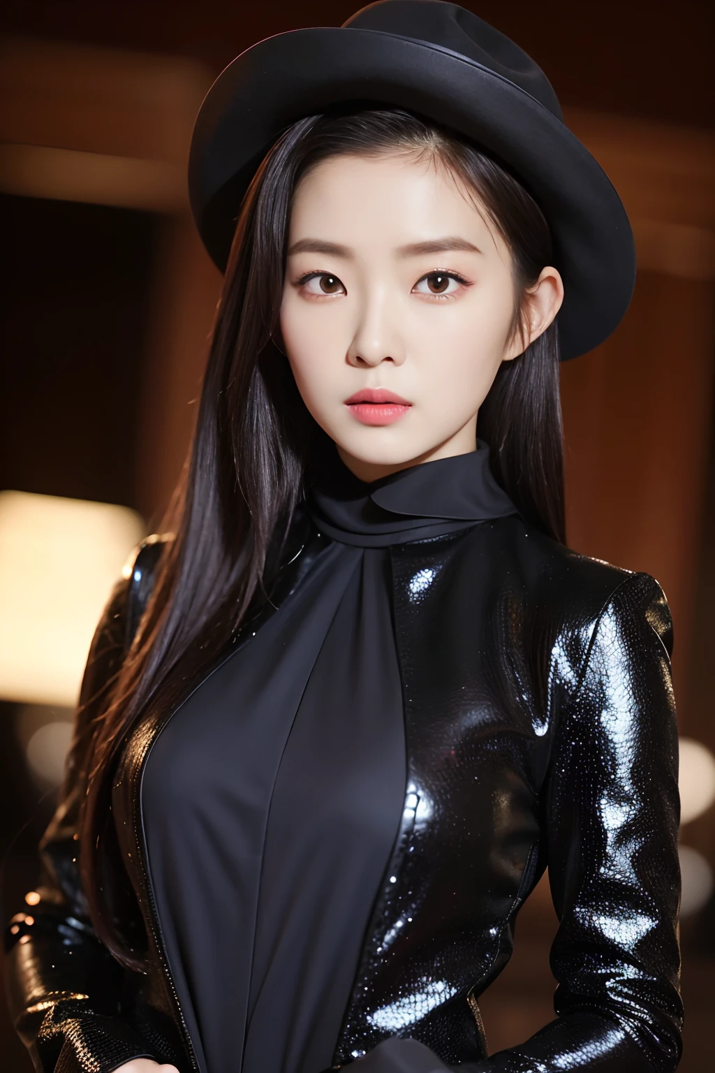 Portrait of an oriental woman,Fashion dressing model art,photographrealistic,动态照明,poster for,Volumetriclighting,Very detailed faces,4 k,Award-Awarded,,1girl,in the darkness nigth,deep shading,low tune,Cowboy photos,(formal outfit:1.4),long whitr hair,whaite hair,