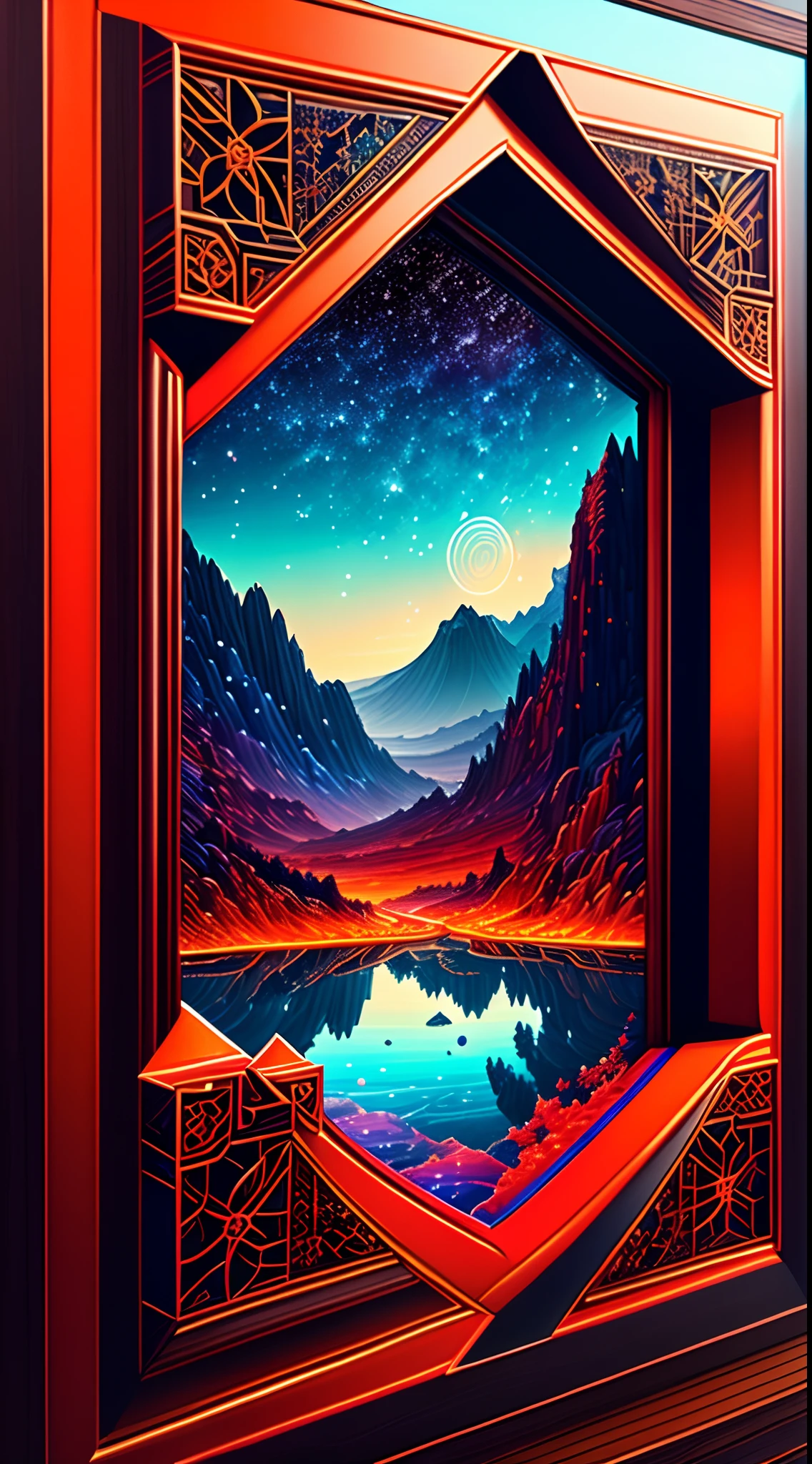Beautiful earth full of water and lava, Intricate, Masterpiece, expert, insanely details, 4K, composition, The frames, Centered, symetry, picure, Intricate, voluminetric lighting, Beautiful, rich deep colors masterpiece, Sharp focus, Ultra detailed, in the style of dan mumford and marc simonetti, astrophotography