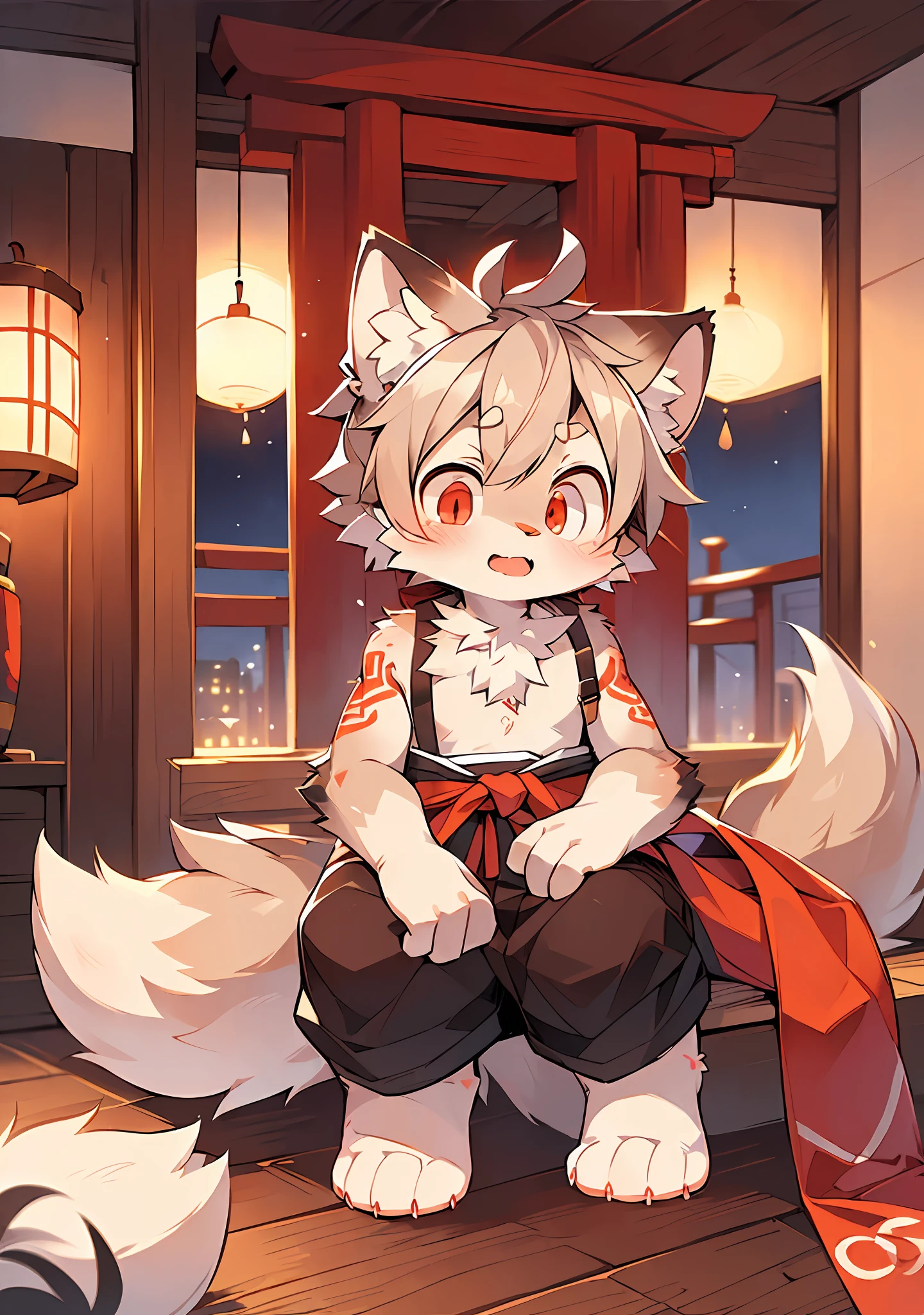 Civet cat, , cute, (With two people), (((Has brown and white fur))), Big purple eyes, Blushing, smile, Open your mouth, walking, night, Ancient Asian cities, bright street lights, Blue and black slate road, Empty Streets, Starry Sky, Shadow, Detailed facial depiction, ((Accurate hand drawing)), レンブラントの光とShadow, Ultra-fine，Completely naked，Naked，Naked，Sleep on your back，Spread your legs and point your crotch，lift both legs up，Embarrassing，Embarrassing表情，Small dick，Animal penises，anus，Furry，kemono，Hairy boy，Animal body types，