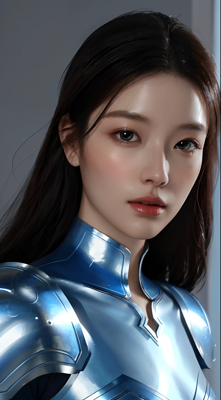 a close up of a woman in a women in a silver and blue dress, chengwei pan on artstation, by Yang J, detailed fantasy art, stunning character art, fanart best artstation, epic exquisite character art, beautiful armor, extremely detailed artgerm, Detailed digital realistic art, Artgerm on ArtStation Pixiv, armor girl