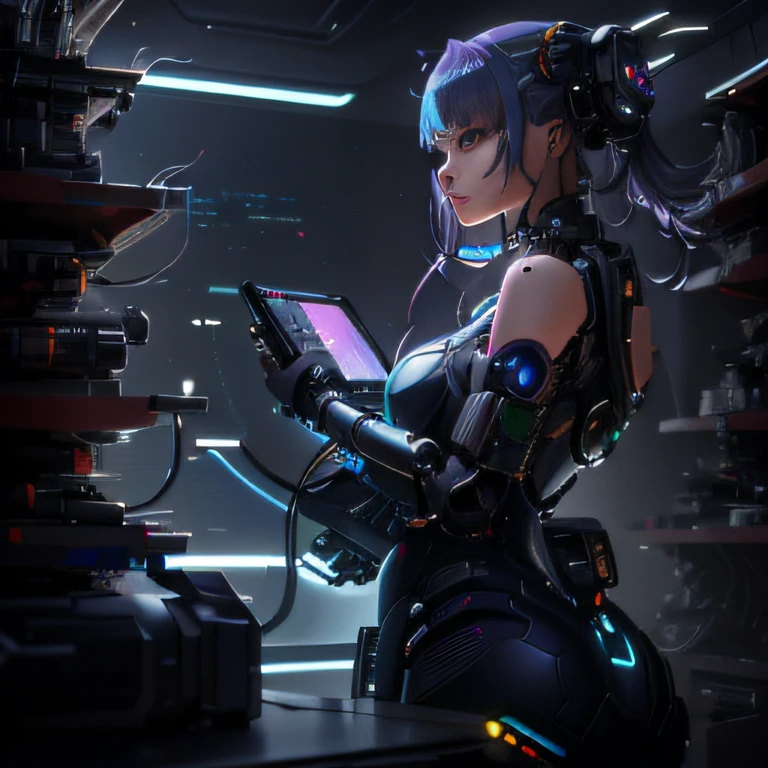 Anime girl futuristic suit using tablet in room, cyberpunk anime girl mech, Digital cyberpunk anime art, digitl cyberpunk - anime art, female cyberpunk anime girl, Advanced digital cyberpunk art, cyberpunk anime girl, anime cyberpunk art, cyber steampunk 8 k 3 d, Portrait of a cyberpunk machine, Cyberpunk 2 0 y. o model girl, cyberpunk anime art