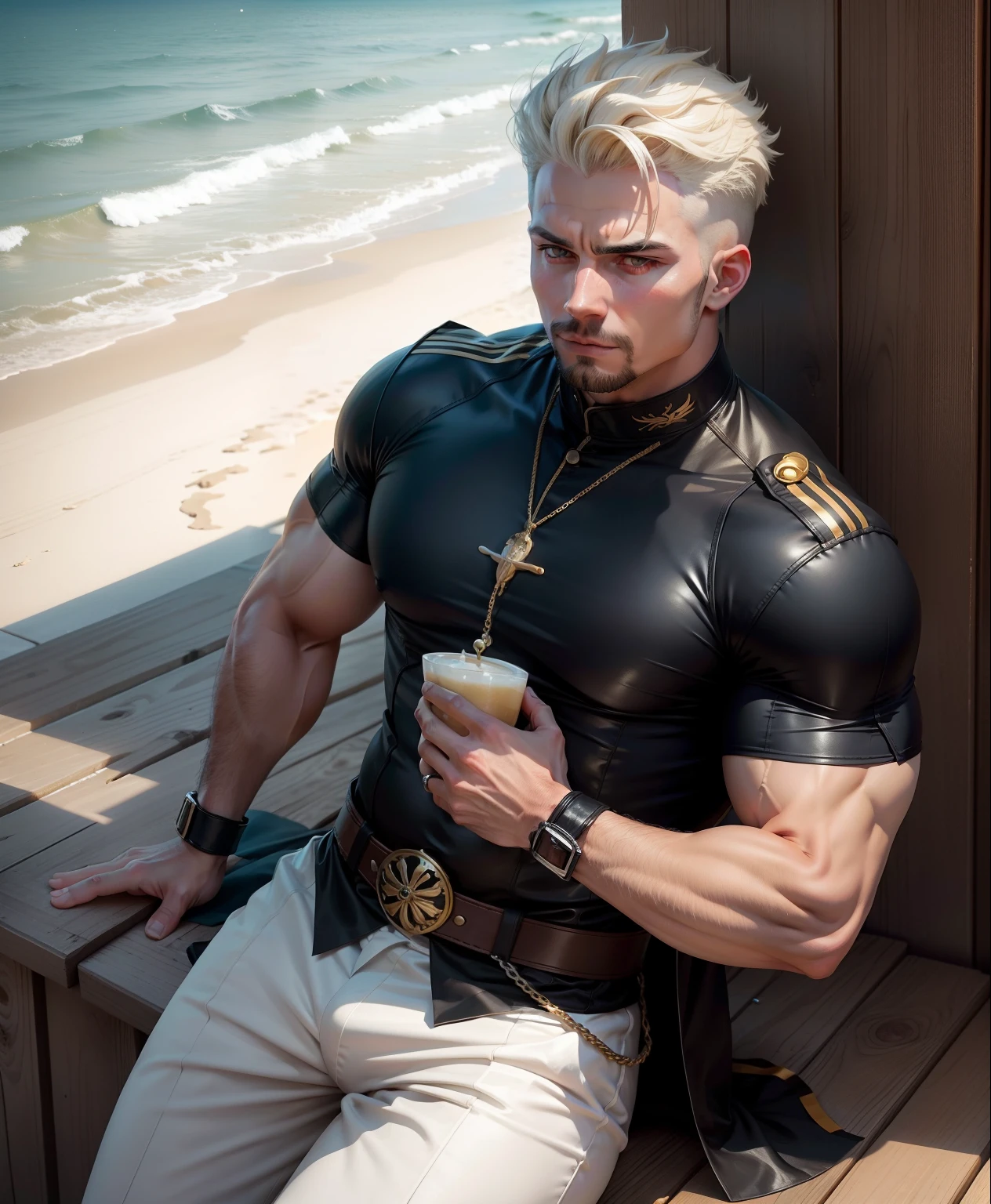 Seaside bodyguard and young master charm playful Gay
