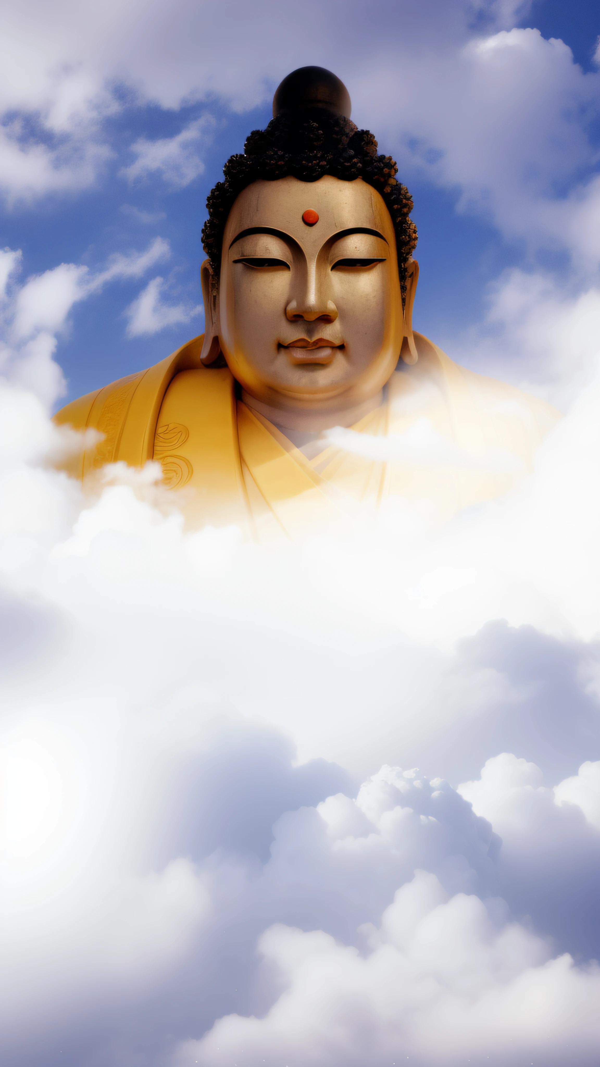 Buddha statue in the clouds,There is a bright sun above, a Buddhist Buddha, Buddhist, Buddha, beautiful gold saint, Buddhism, background-image, enlightening, Cloud, Enlightened, Beautiful image, samsara, Spiritual enlightenment, Asian, leaked image, portrait of a heavenly god, Mist, Temple background, 4096,author:David Burton-Richardson, attractive male deity, On the road to enlightenment,inspired by Chen Jiru, inspired by Tawaraya Sōtatsu, inspired by Ma Quan, inspired by Kaigetsudō Anchi, God Lisa Hannigan, Inspired by Yang Buzhi, Jaya Sulberg, inspired by Kaigetsudō Ando,8K quality,Master handwriting,hyper HD