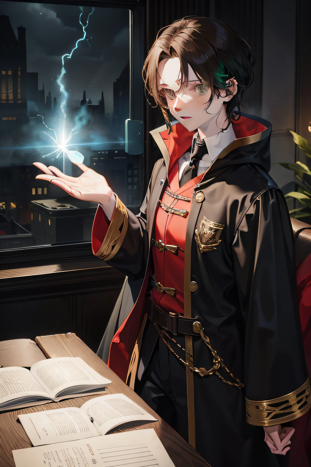 Harry Potter has bright blue-green eyes,Brown-black and disheveled hair(There are always a few strands of disobedient hair on the back of the head),There is a slender lightning-shaped scar on his forehead,A spell-casting gesture shaped like Avadaso's life。This scar has also become a hot topic of discussion,It is also a characteristic of him。