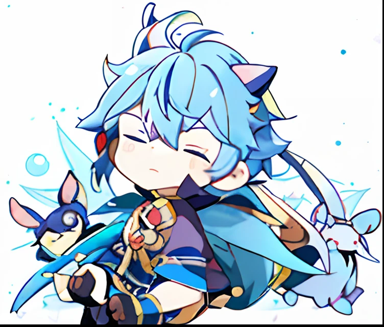 score_9,score_8_up,score_7_up,score_6_up,score_5_up,score_4_up, chongyun_(genshin_impact), genshin_impact, 1boy, blue_hair, blue_eyes, anal sex