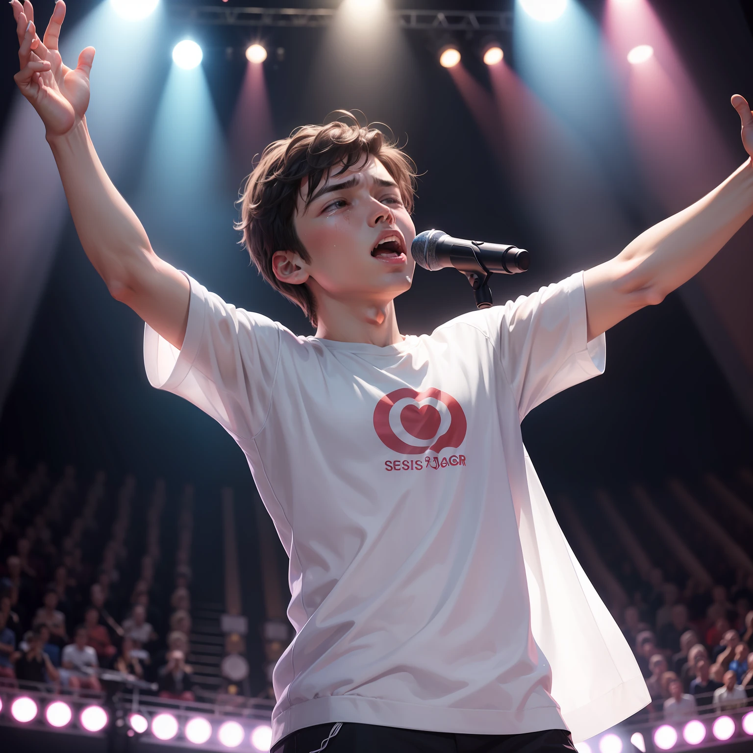 A Sad Boy, Singing Song In Stage, ((clear face) ((Ultra Quality)